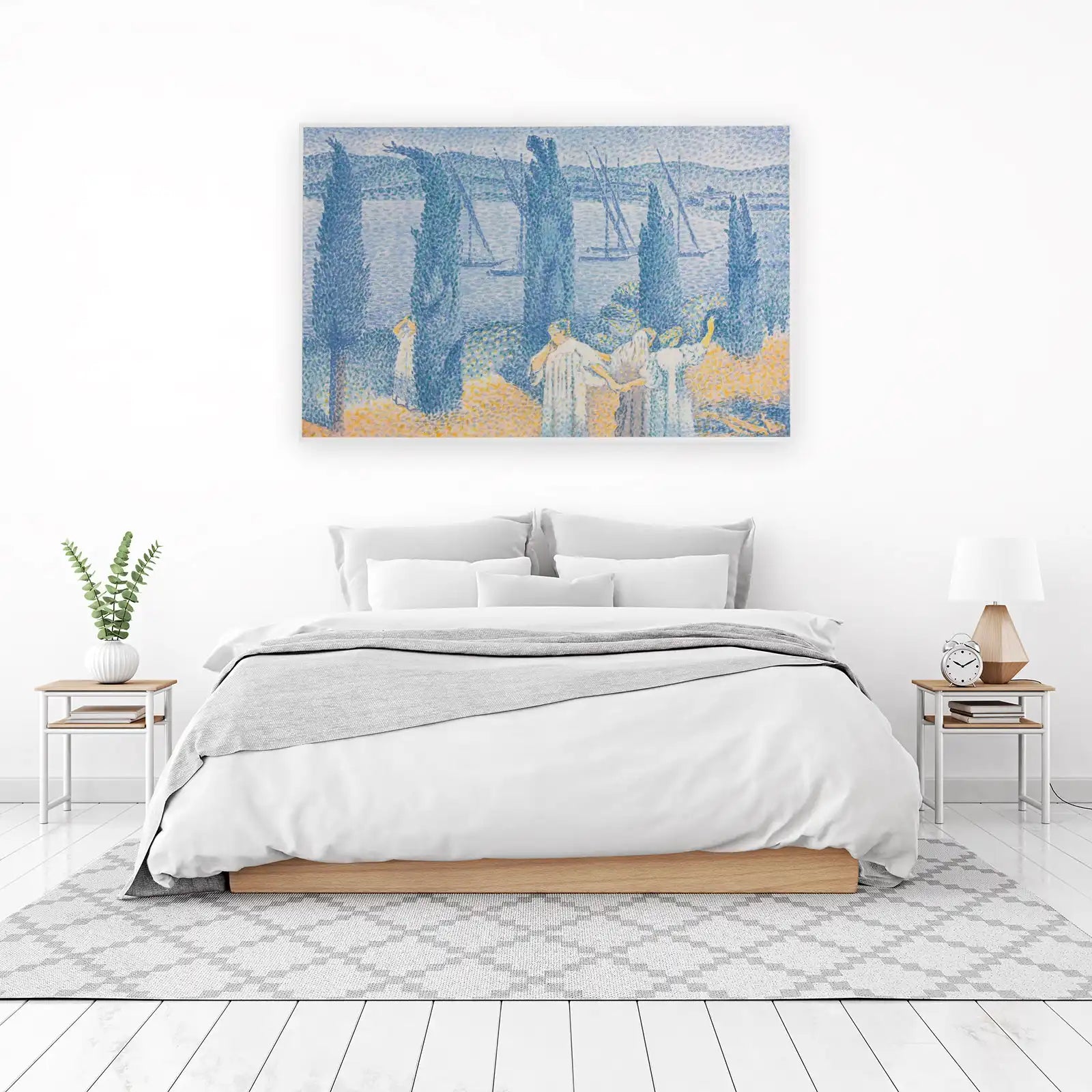 Seaport Scene Pointillism Wall Art