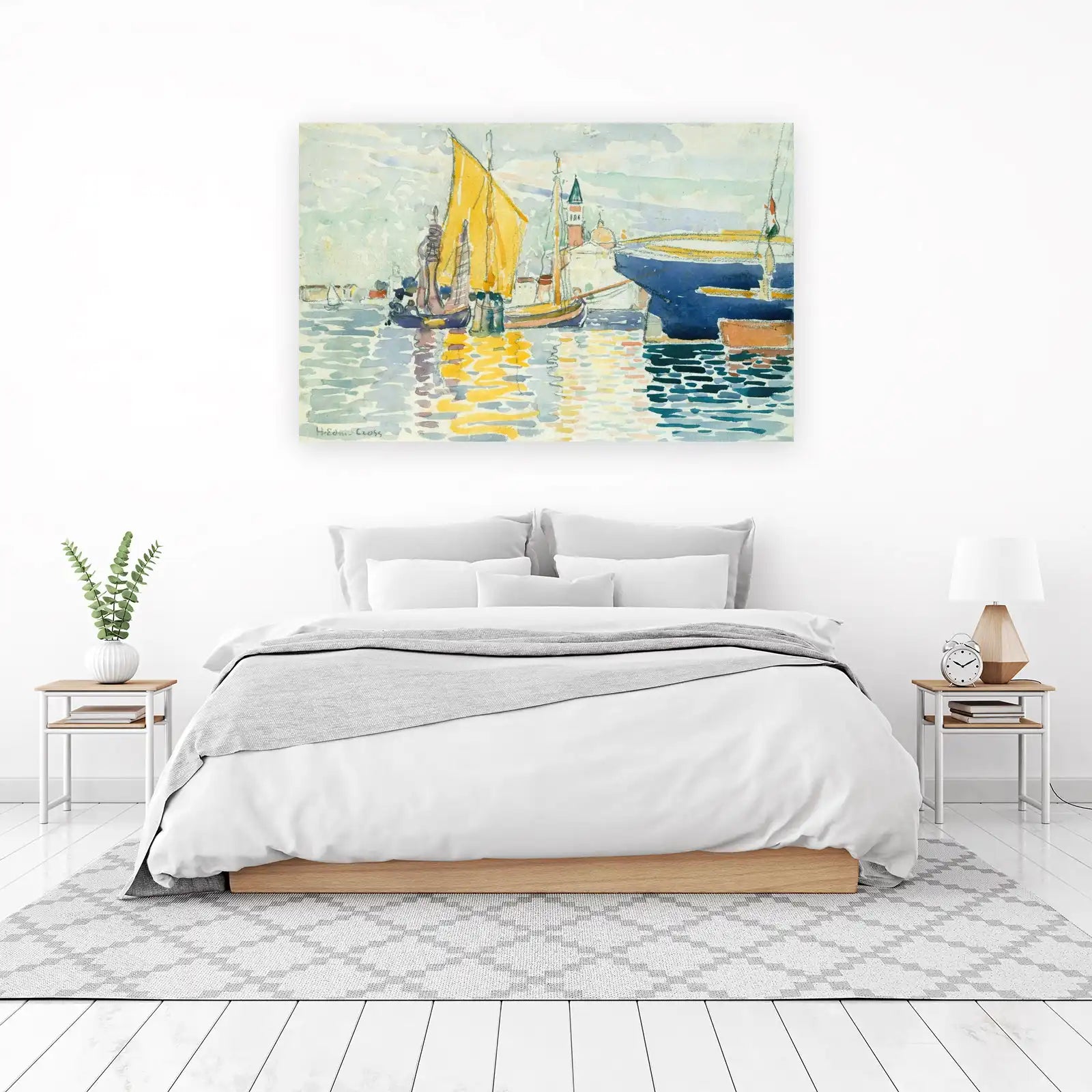 Venetian Harbor Sailboat Watercolor Wall Art