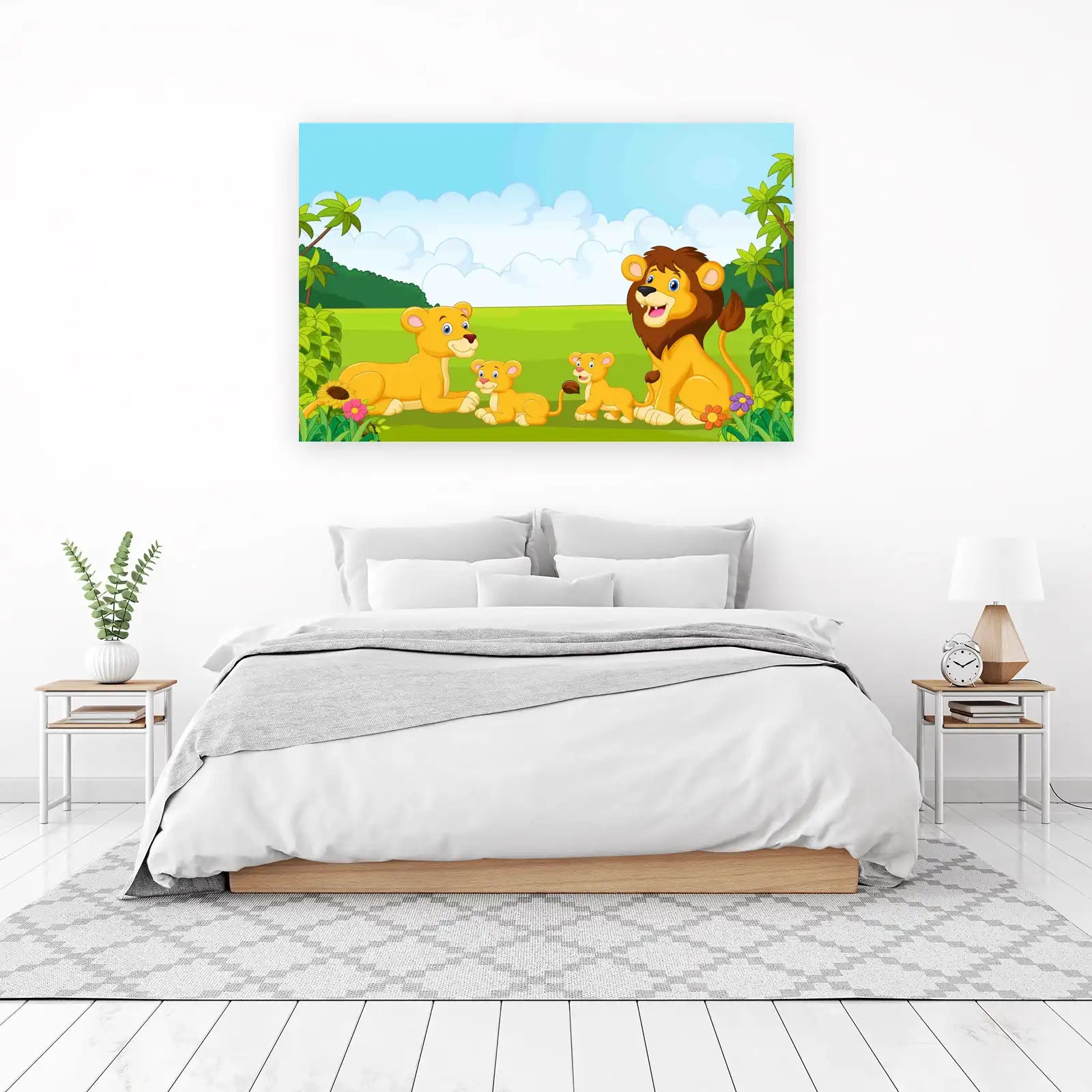 Joyful Lion Family Safari Art Wall Art