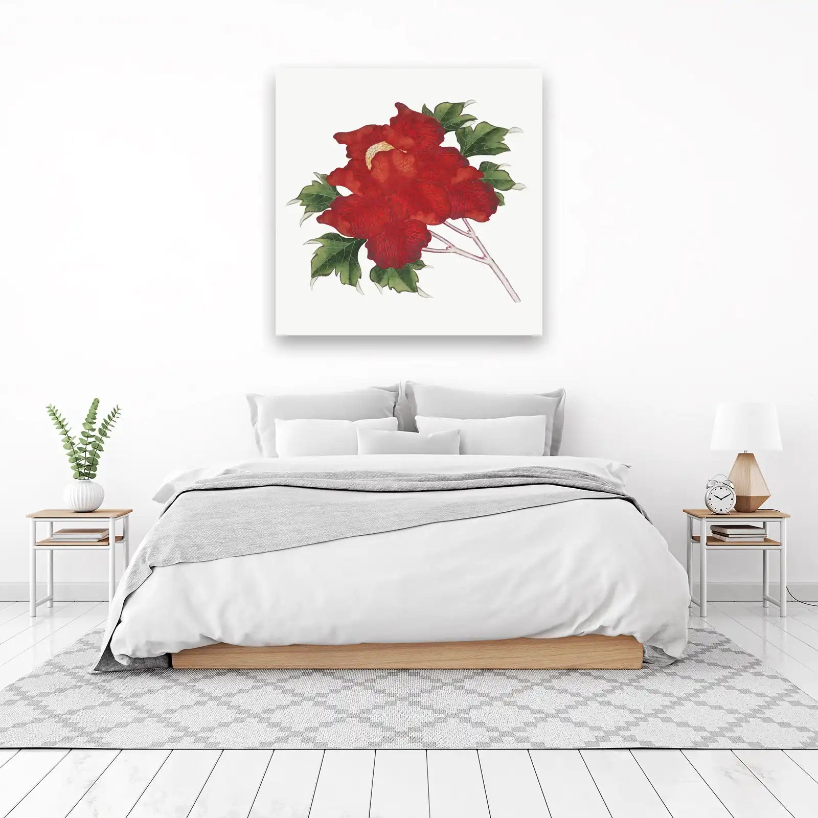 Vibrant Red Peony Floral Wall Art