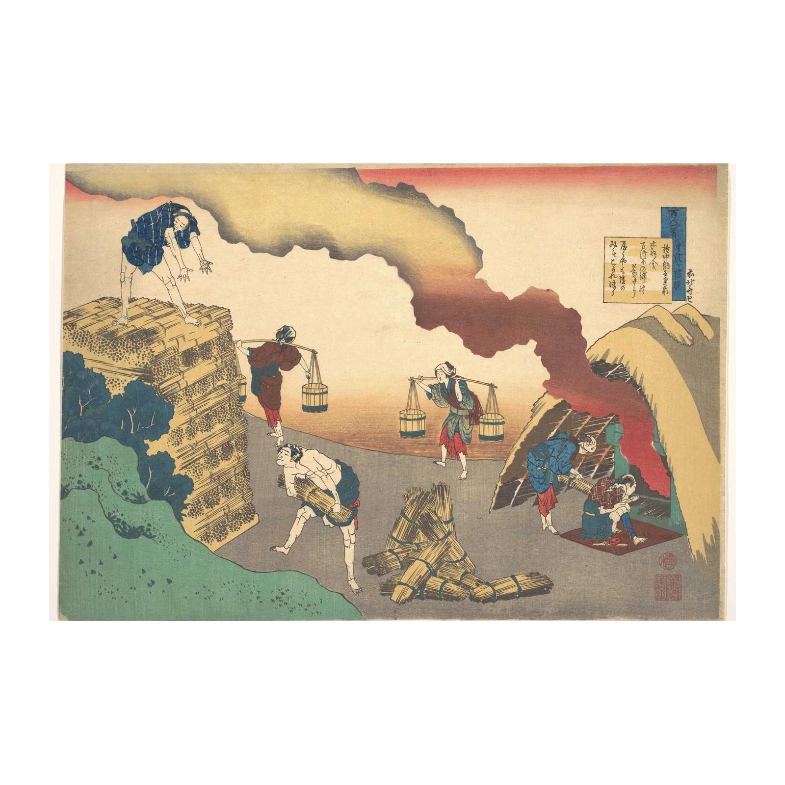 Japanese Labor Scene Ukiyo-e Wall Art