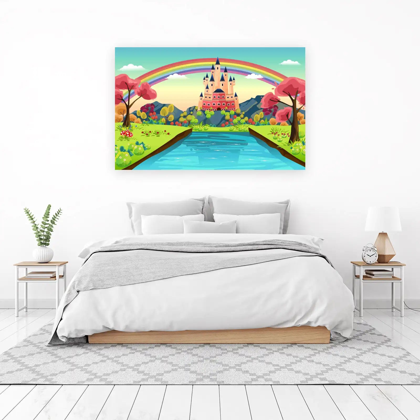 Enchanting Fairy Tale Castle Rainbow Wall Art
