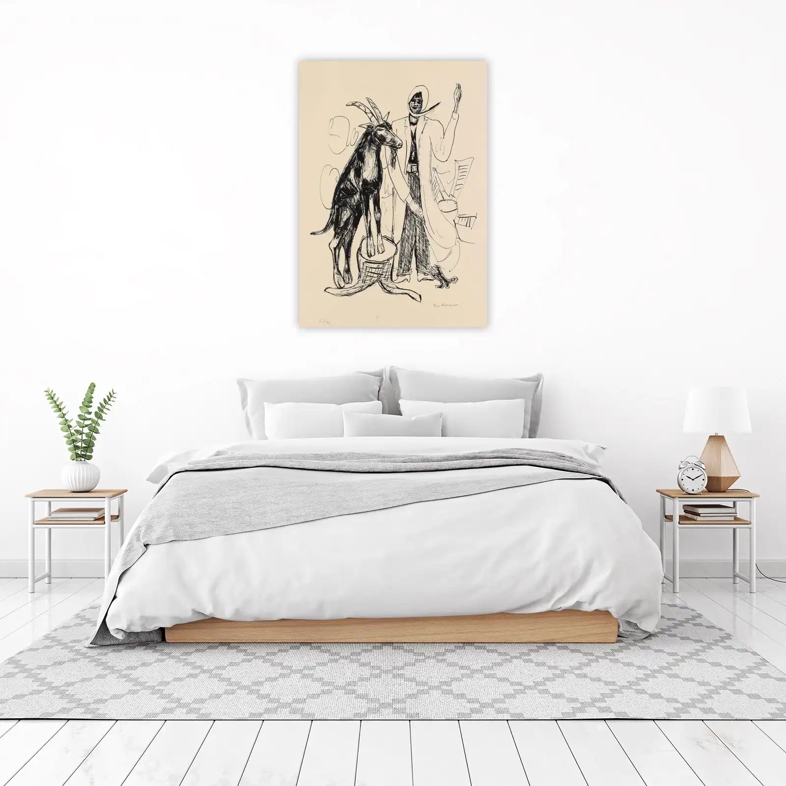 Abstract Goat & Figure Sketch Wall Art