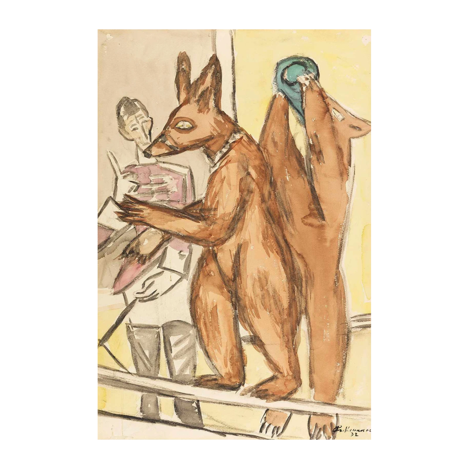 Whimsical Fox & Friends Watercolor Wall Art
