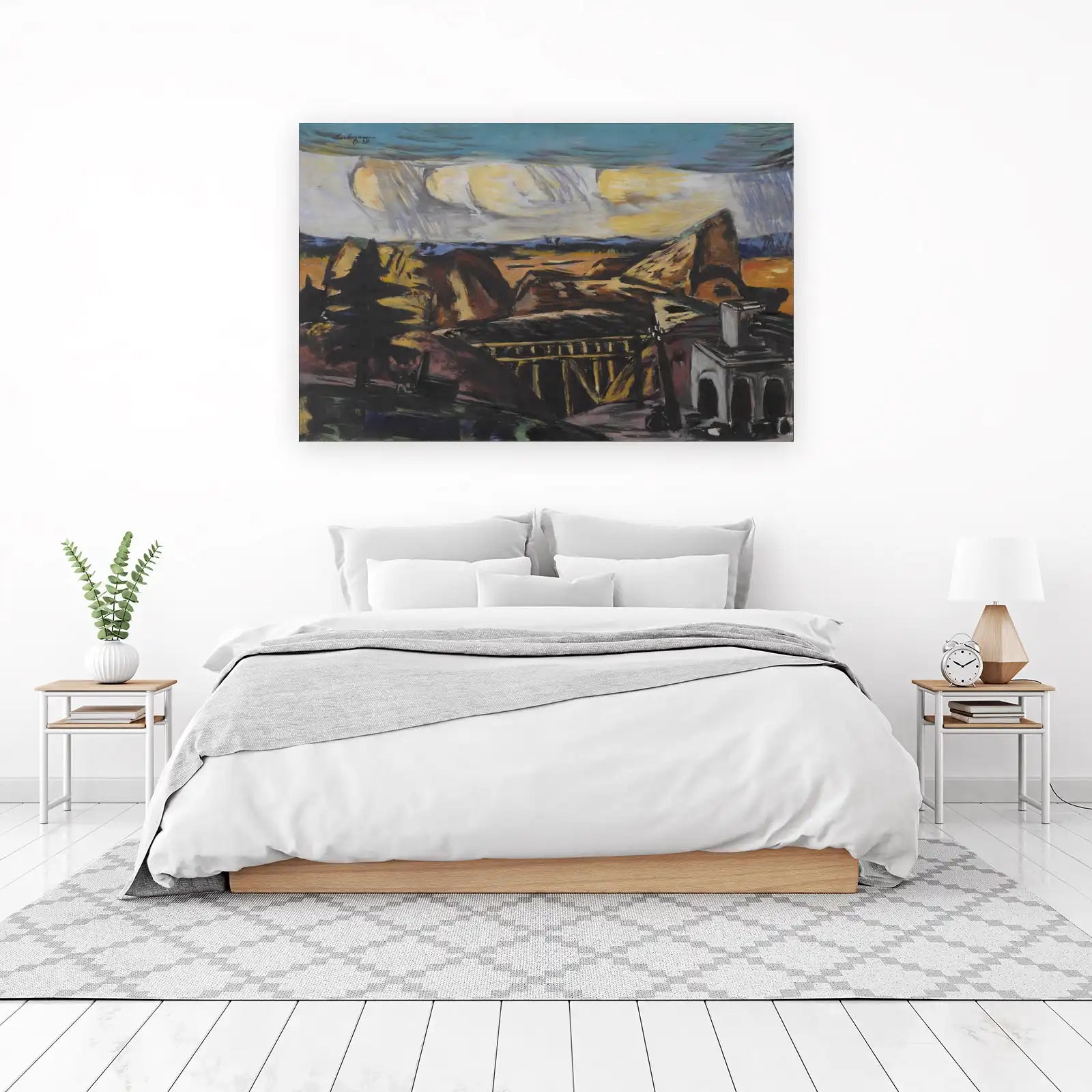 Expressive Landscape with Bridge Wall Art