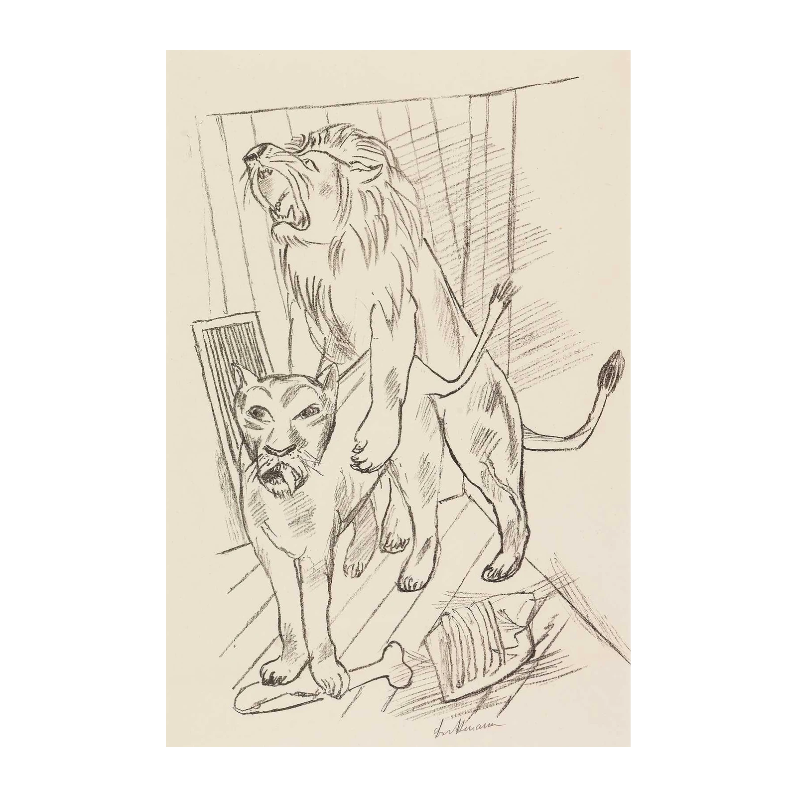 Powerful Lion Duo Sketch Wall Art