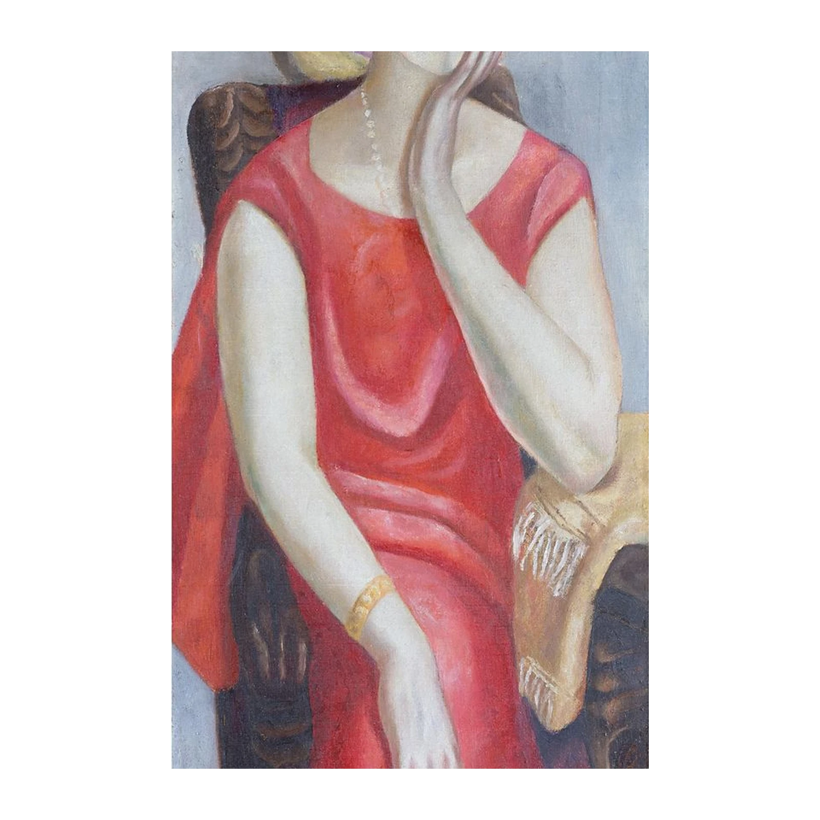 Elegant Woman Red Dress Portrait Wall Art