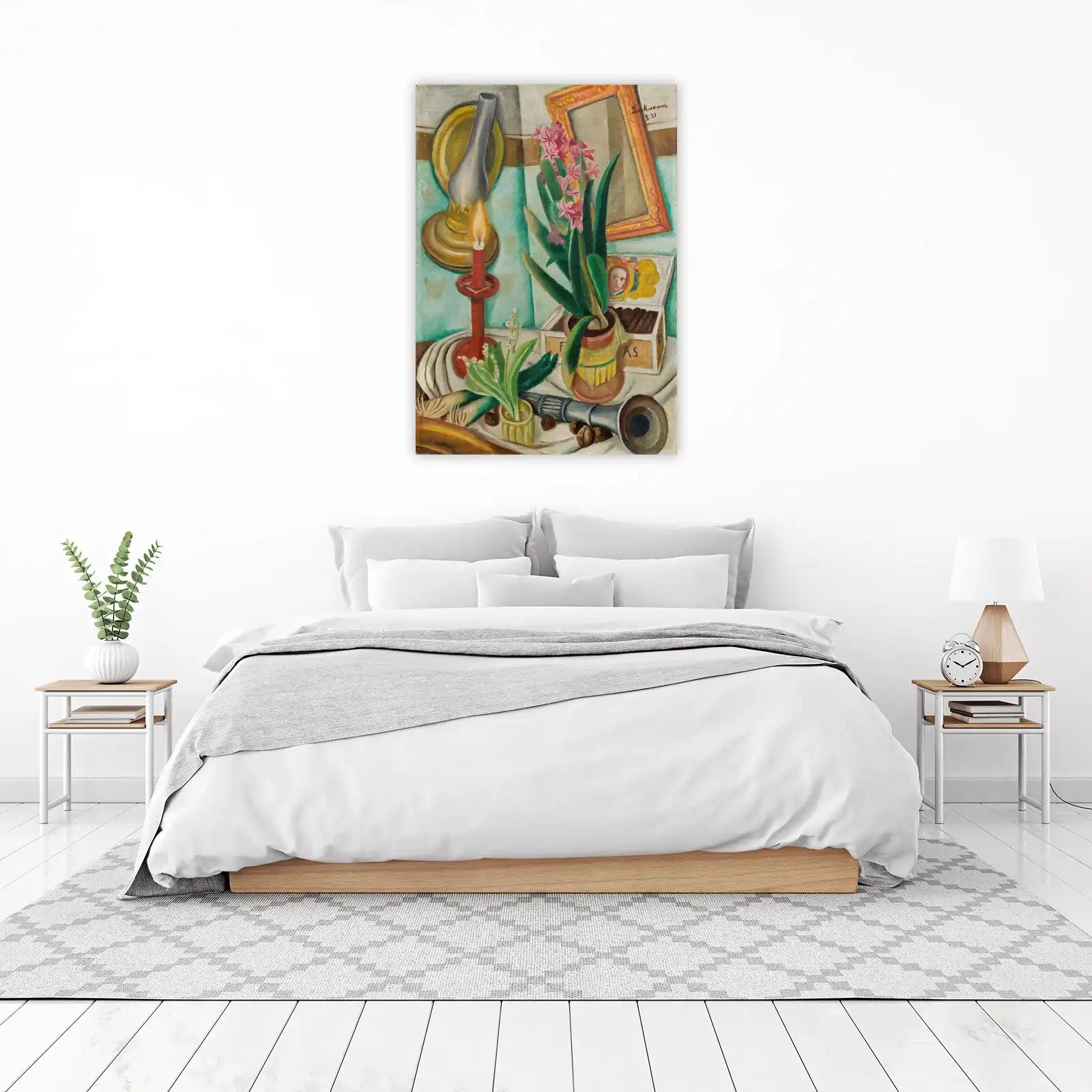 Vintage Still Life Hyacinth & Candle Wall Art