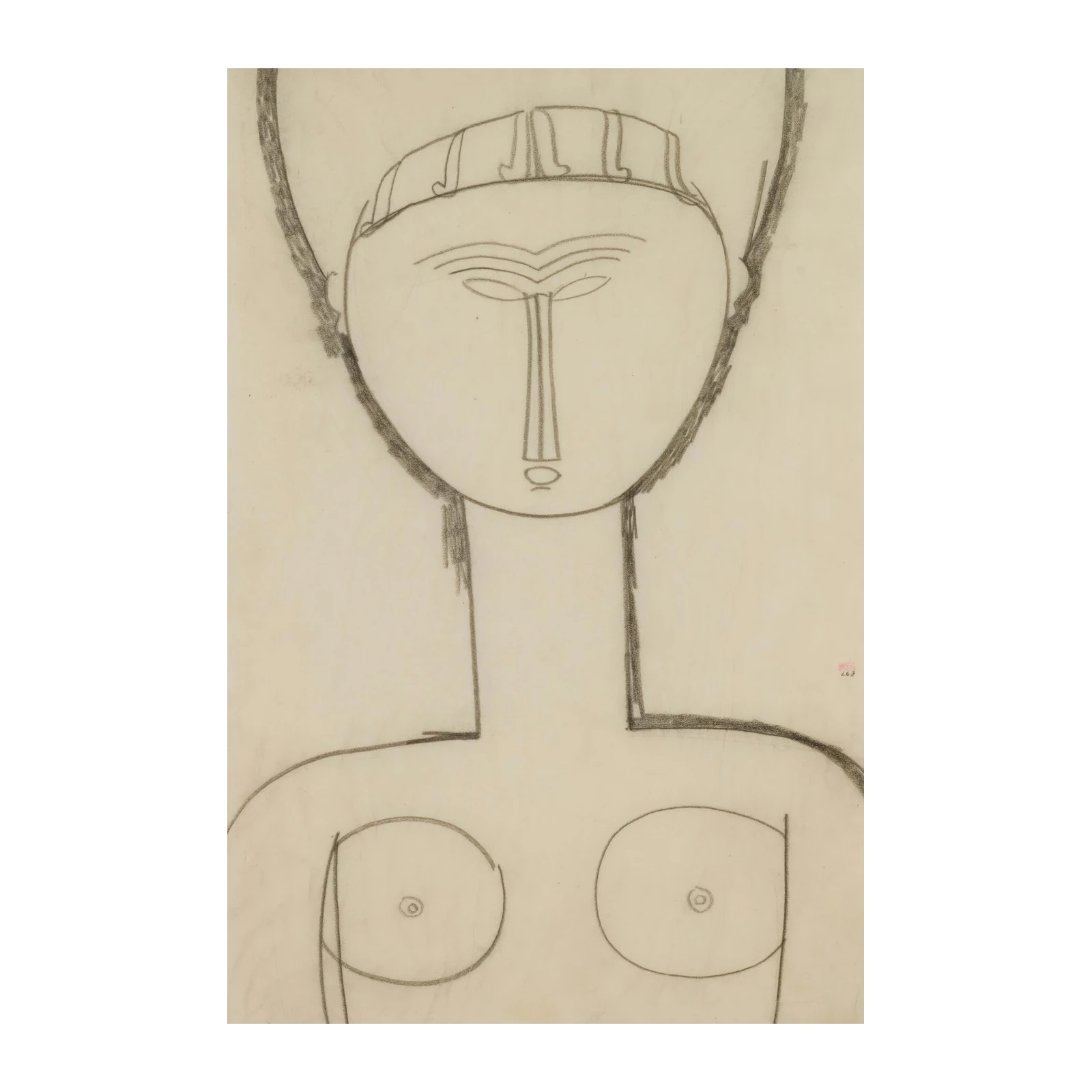 Modigliani Style Portrait Sketch Wall Art