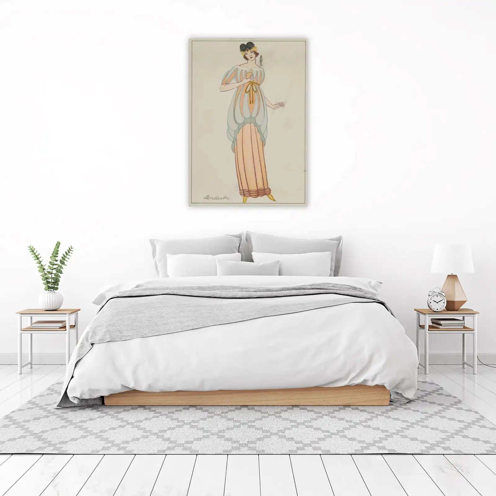 Art Deco Lady in Peach & Blue Gown Wall Art