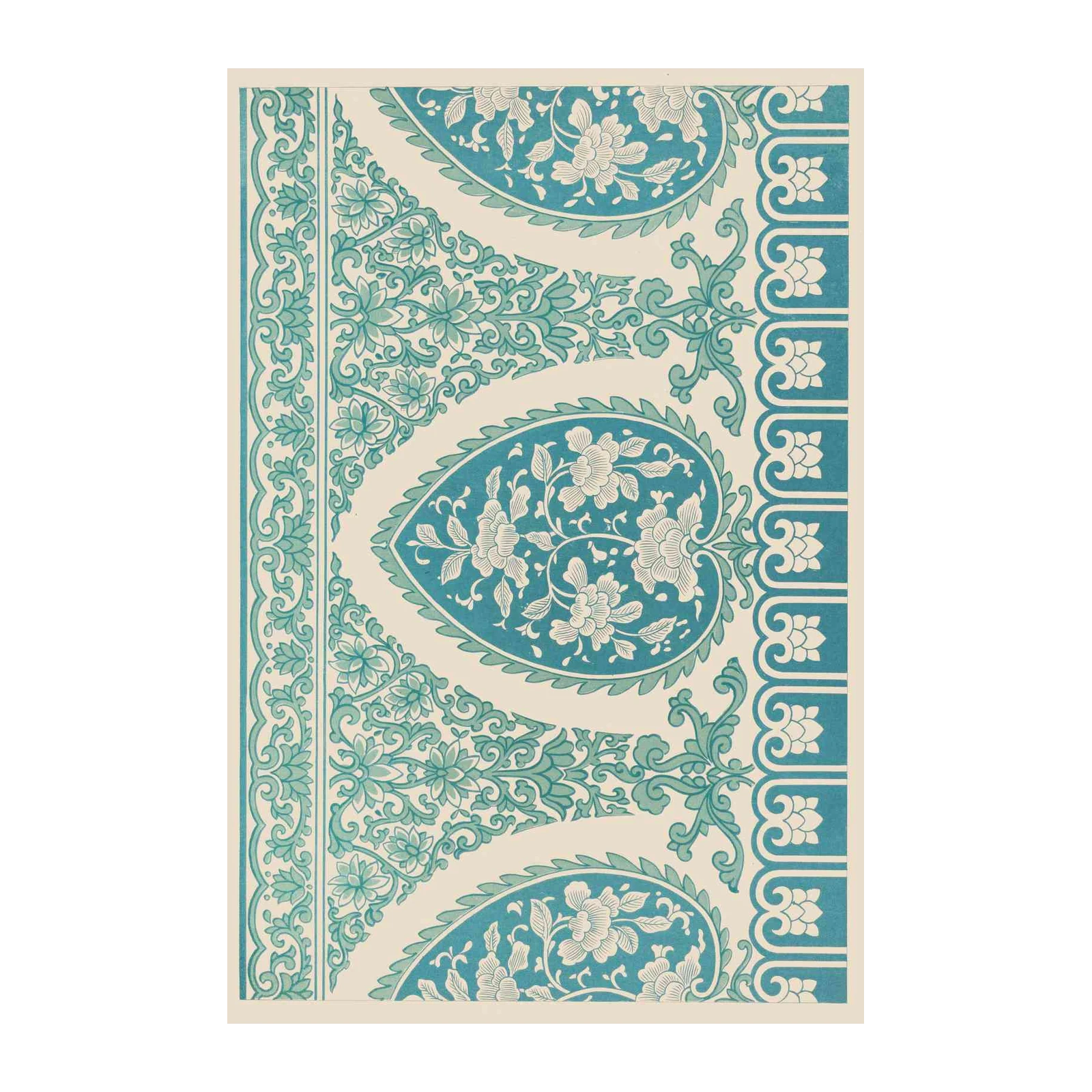 Teal Floral Paisley Art Wall Art