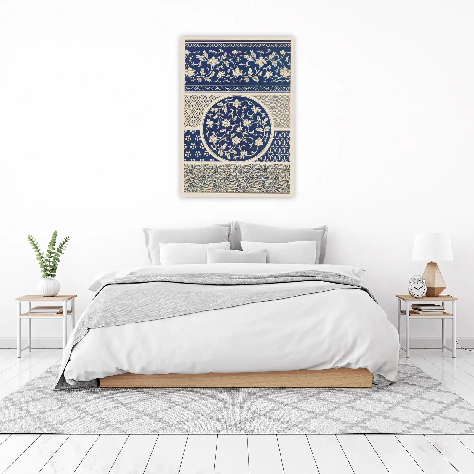 Blue & White Floral Scroll Wall Art