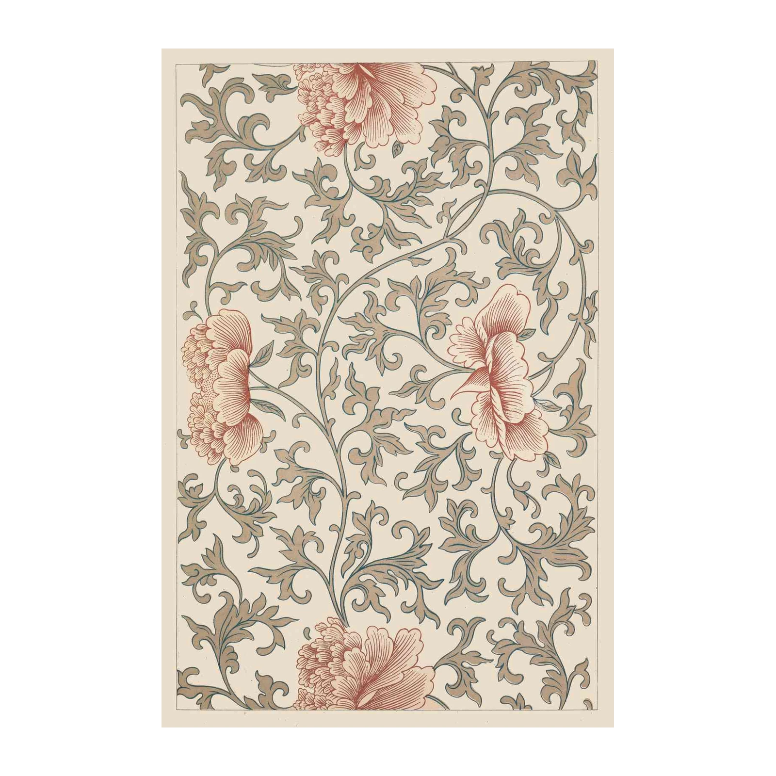 Chinoiserie Peony Floral Vintage Wall Art