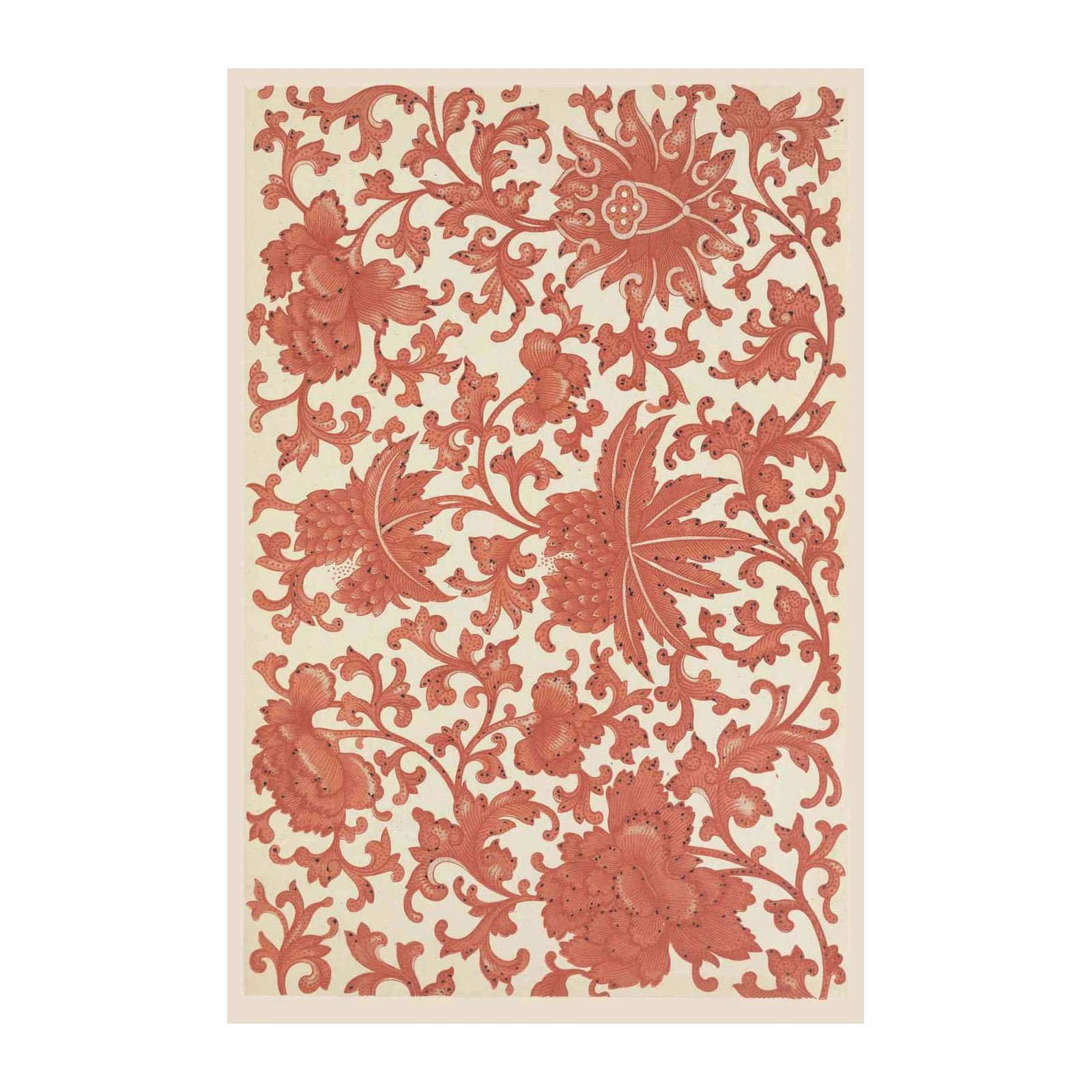Antique Coral Floral Scroll Wall Art