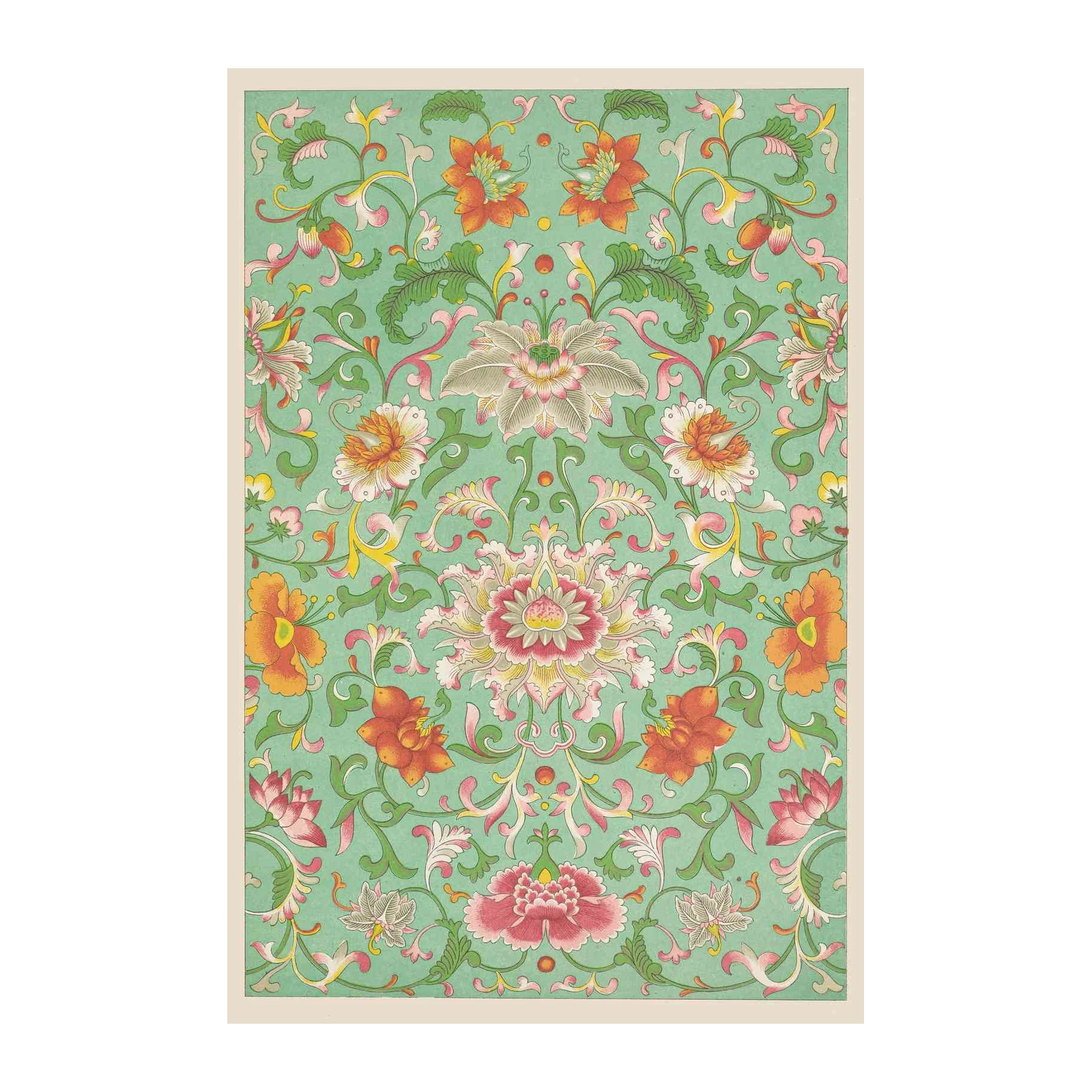 Elegant Floral Scroll Oriental Wall Art