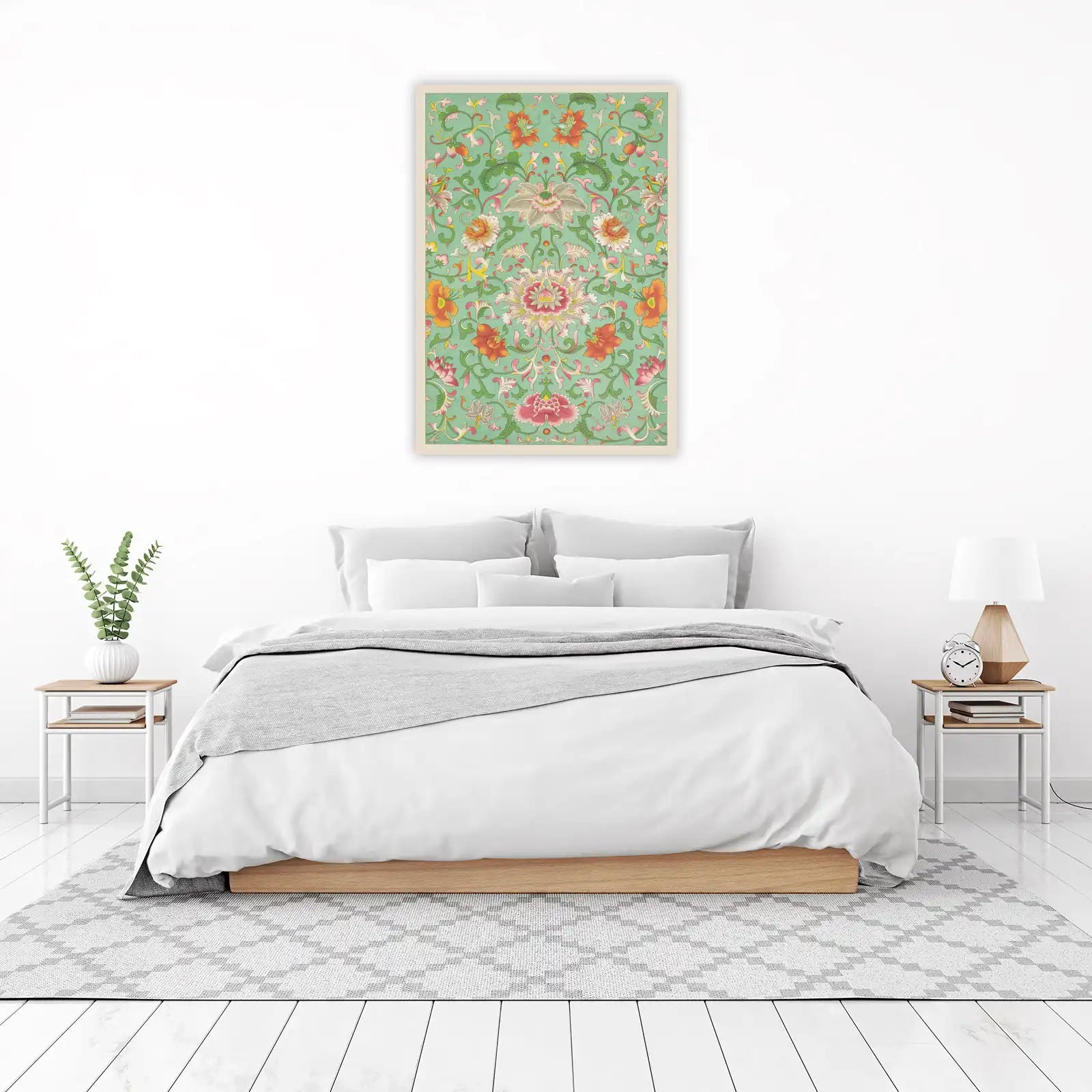 Elegant Floral Scroll Oriental Wall Art