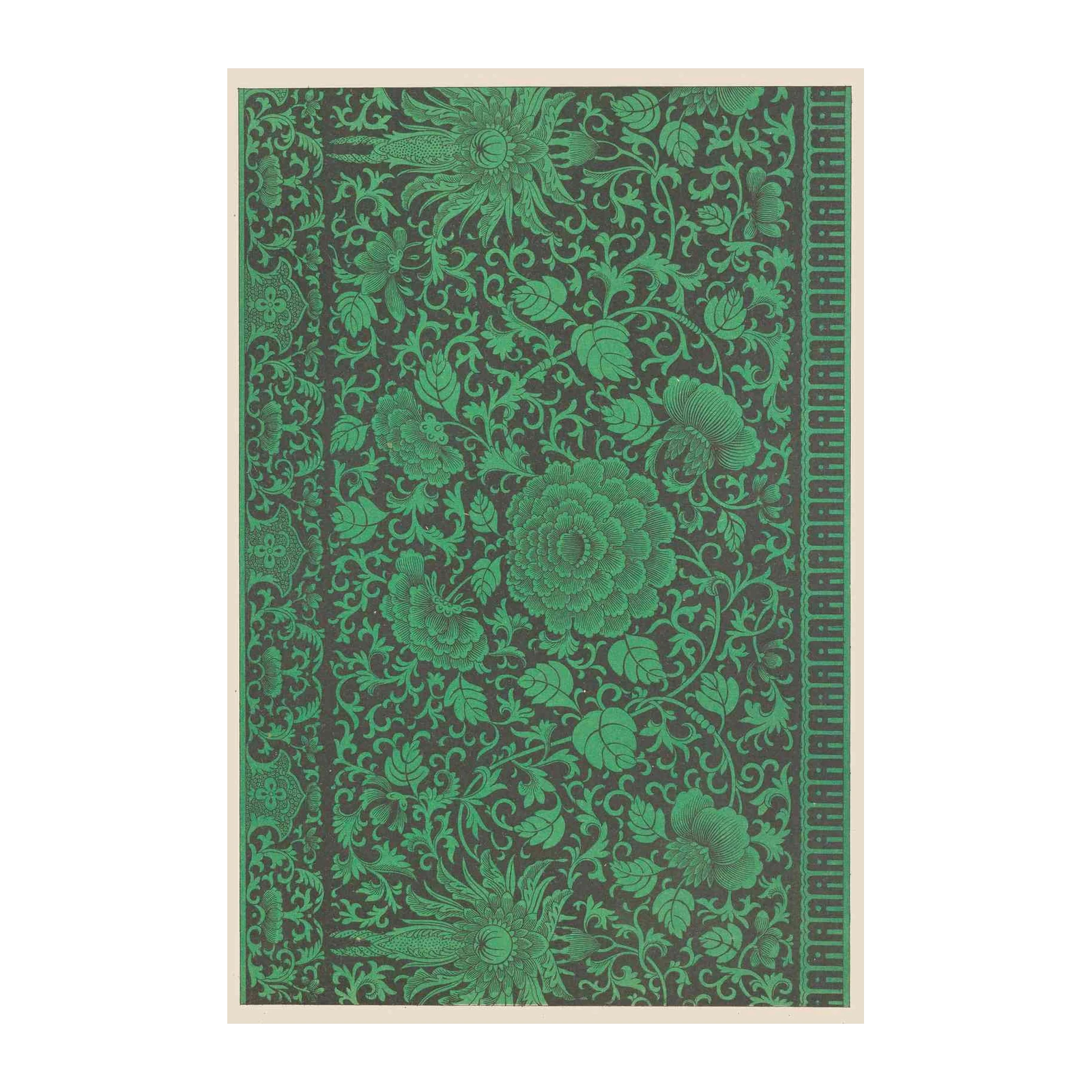 Emerald Chinoiserie Floral Art Wall Art