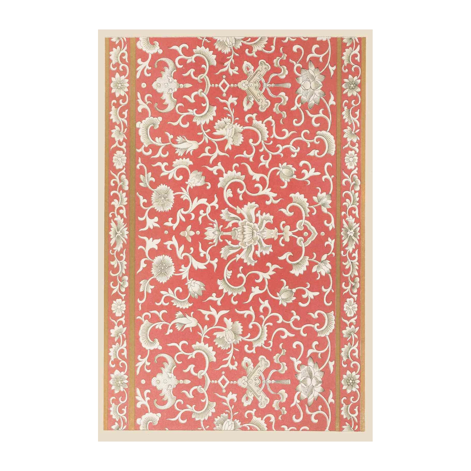 Vintage Chinoiserie Floral Red Wall Art