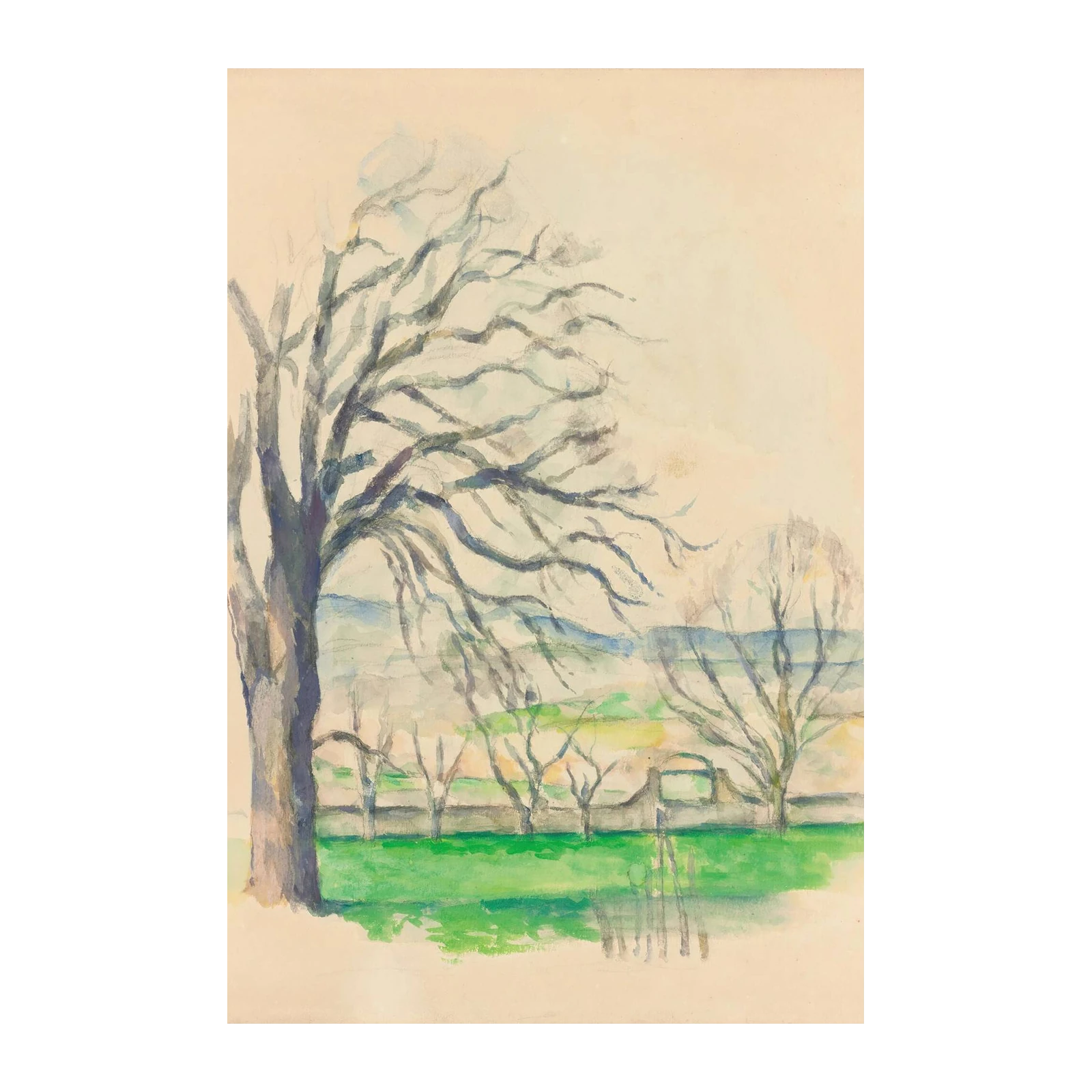 Serene Trees Landscape Watercolor Wall Art