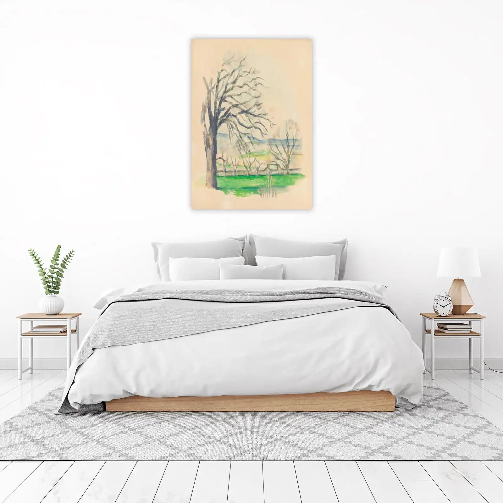 Serene Trees Landscape Watercolor Wall Art