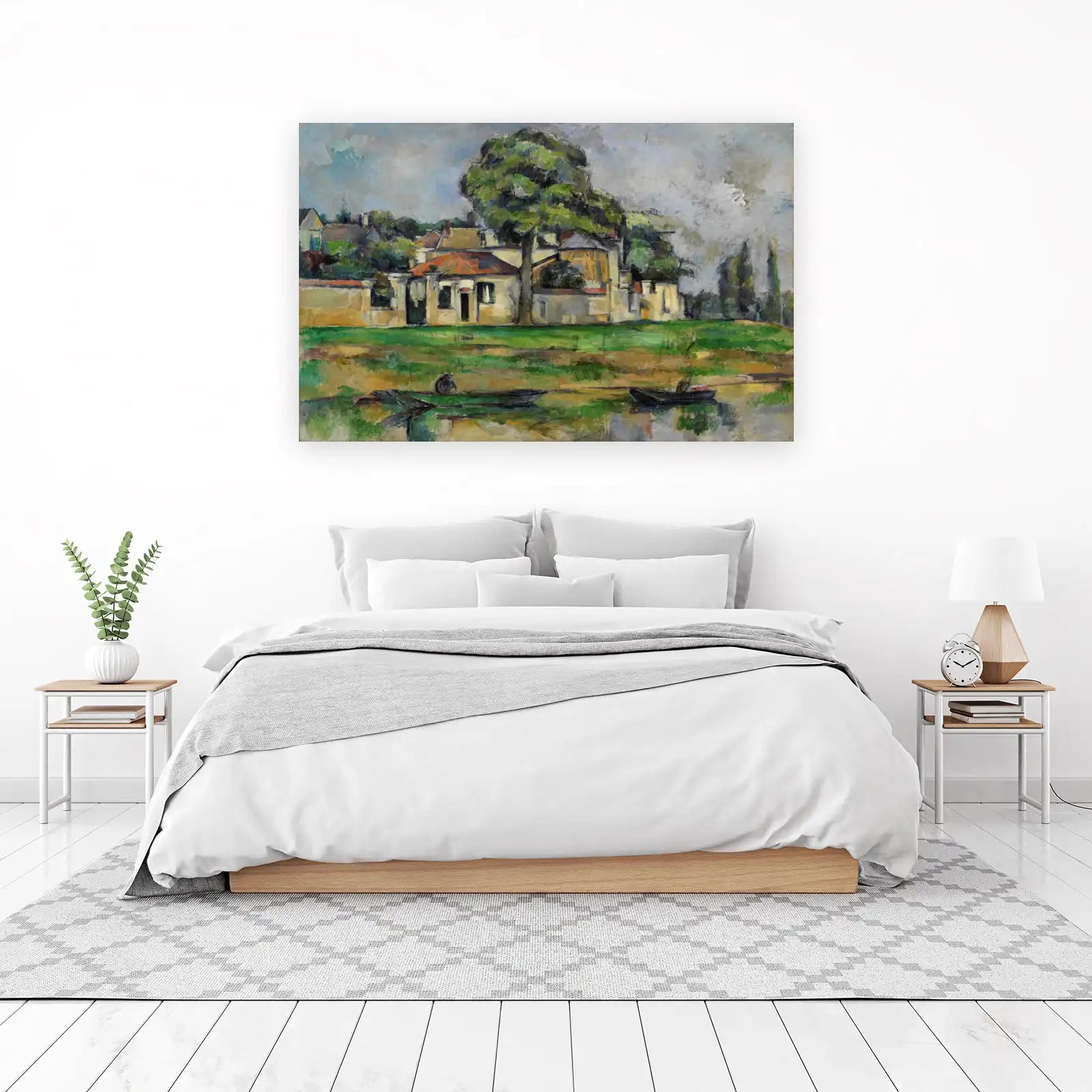 French River Landscape with Houses Wall Art
