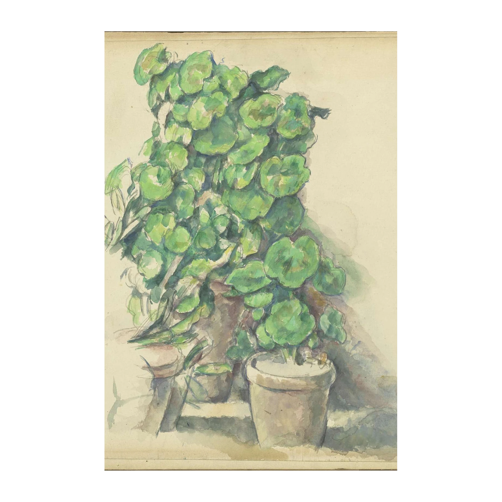 Vibrant Green Potted Plant Watercolor Wall Art