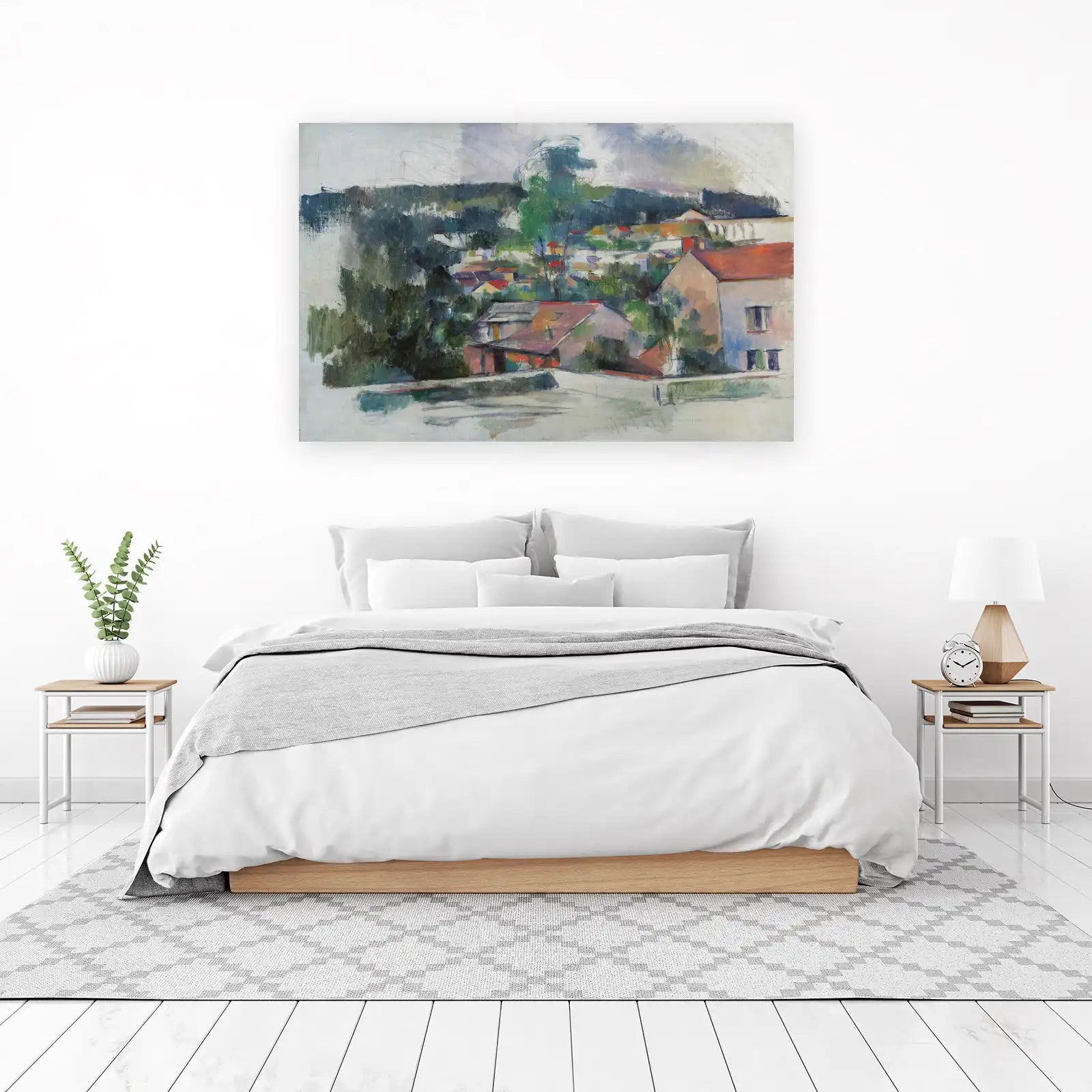 Serene Hillside Village Landscape Wall Art
