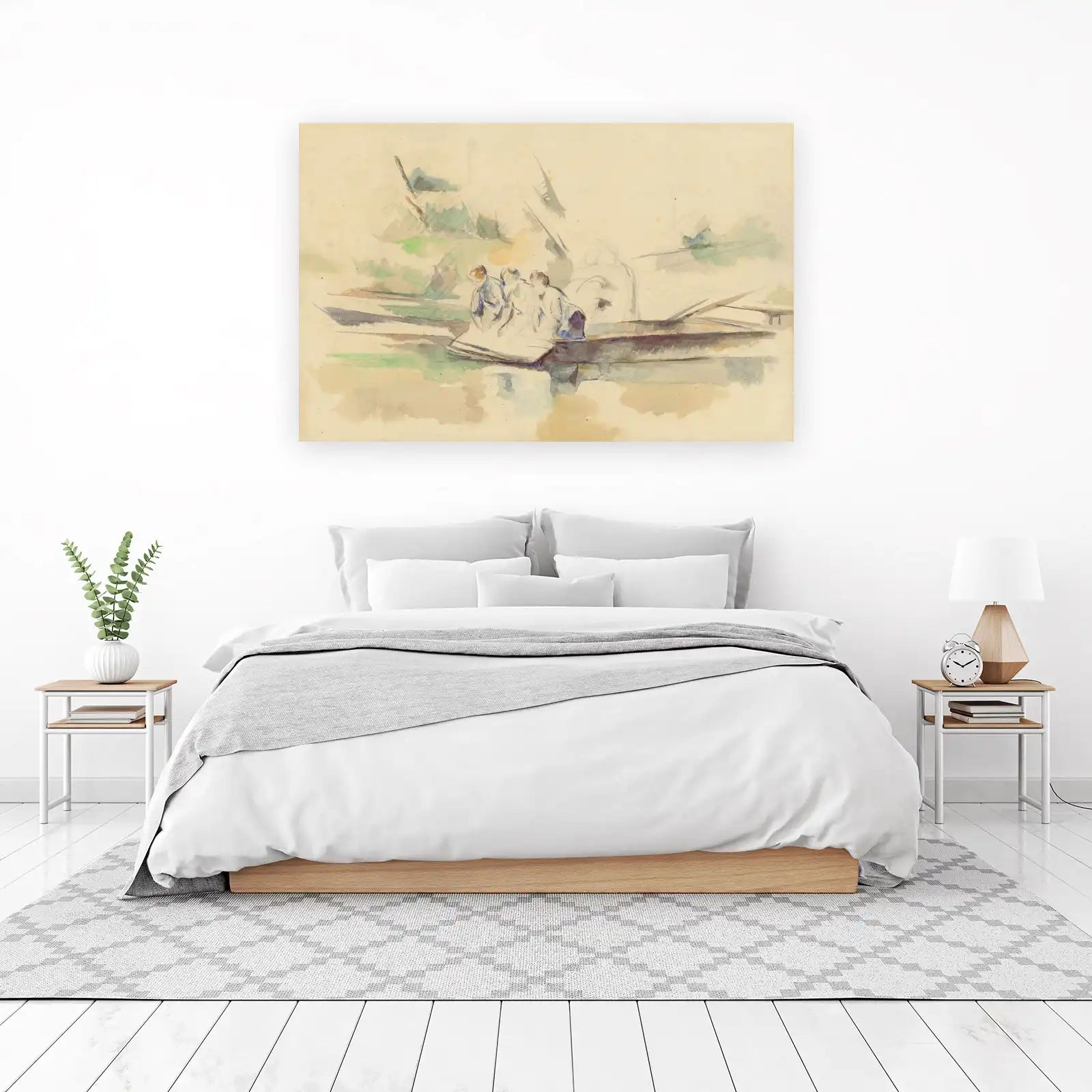 Impressionist River Scene with Figures Wall Art
