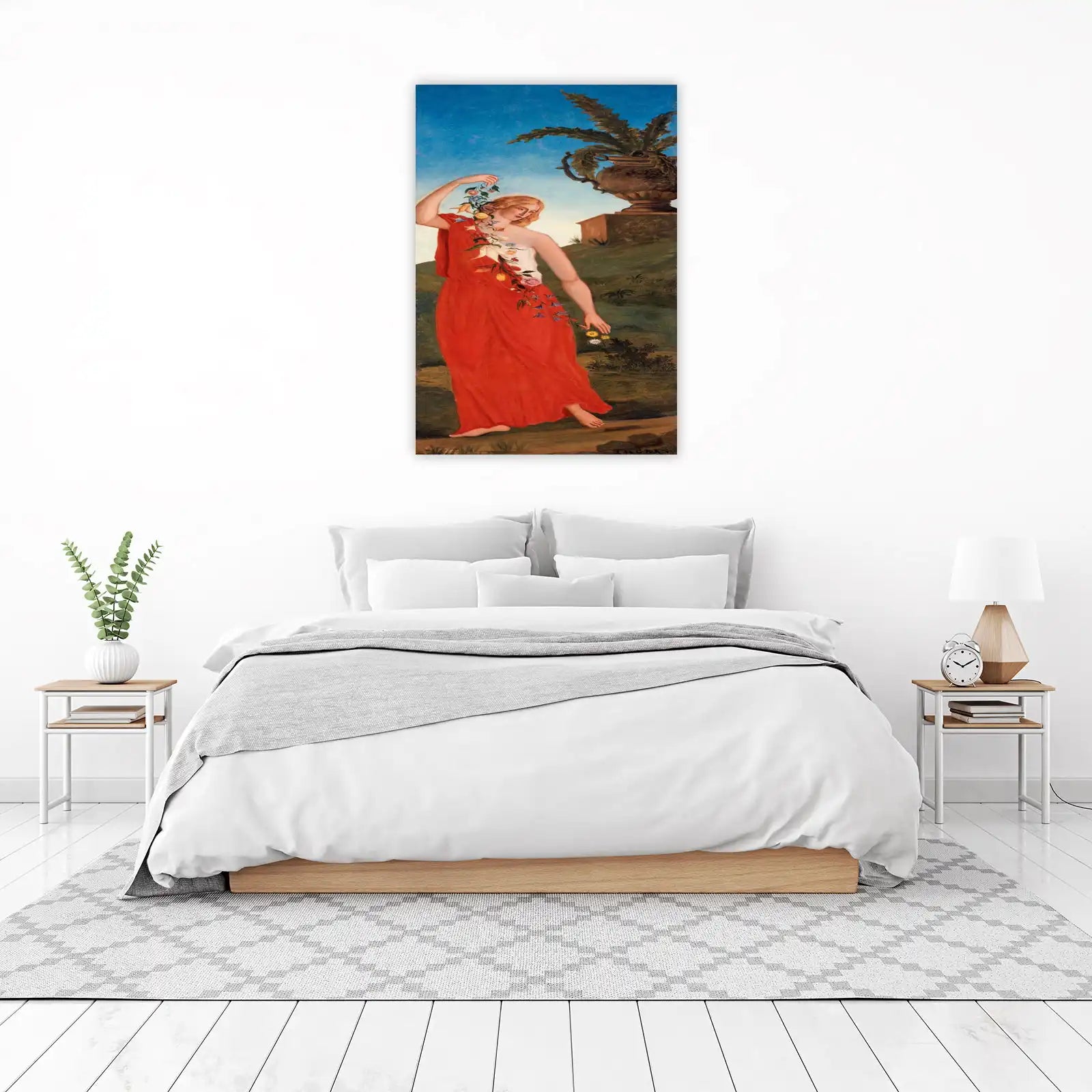 Victorian Floral Goddess Red Gown Wall Art