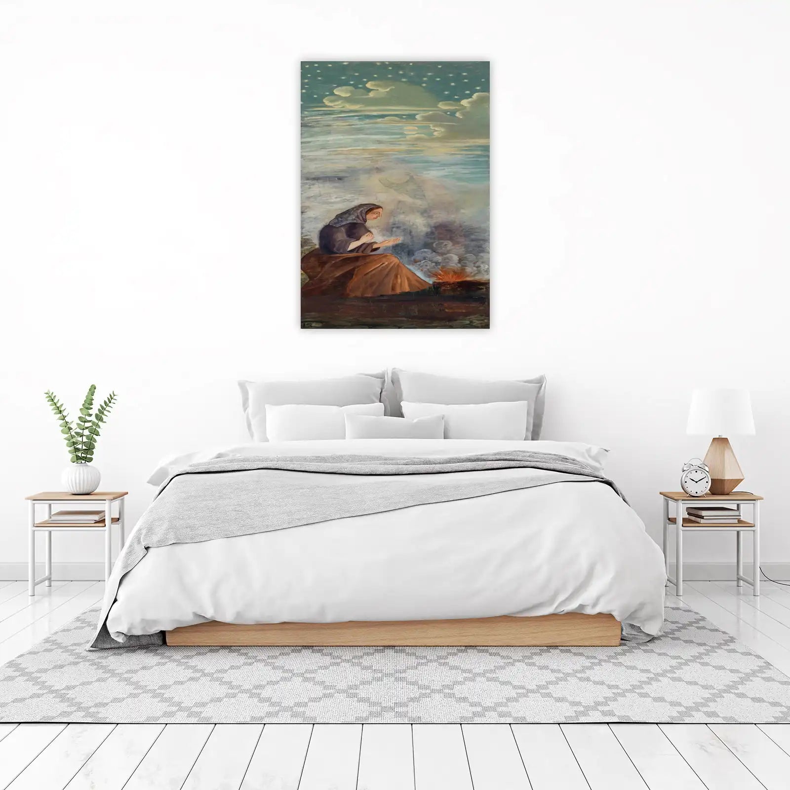 Mystical Celestial Scene Woman & Fire Wall Art