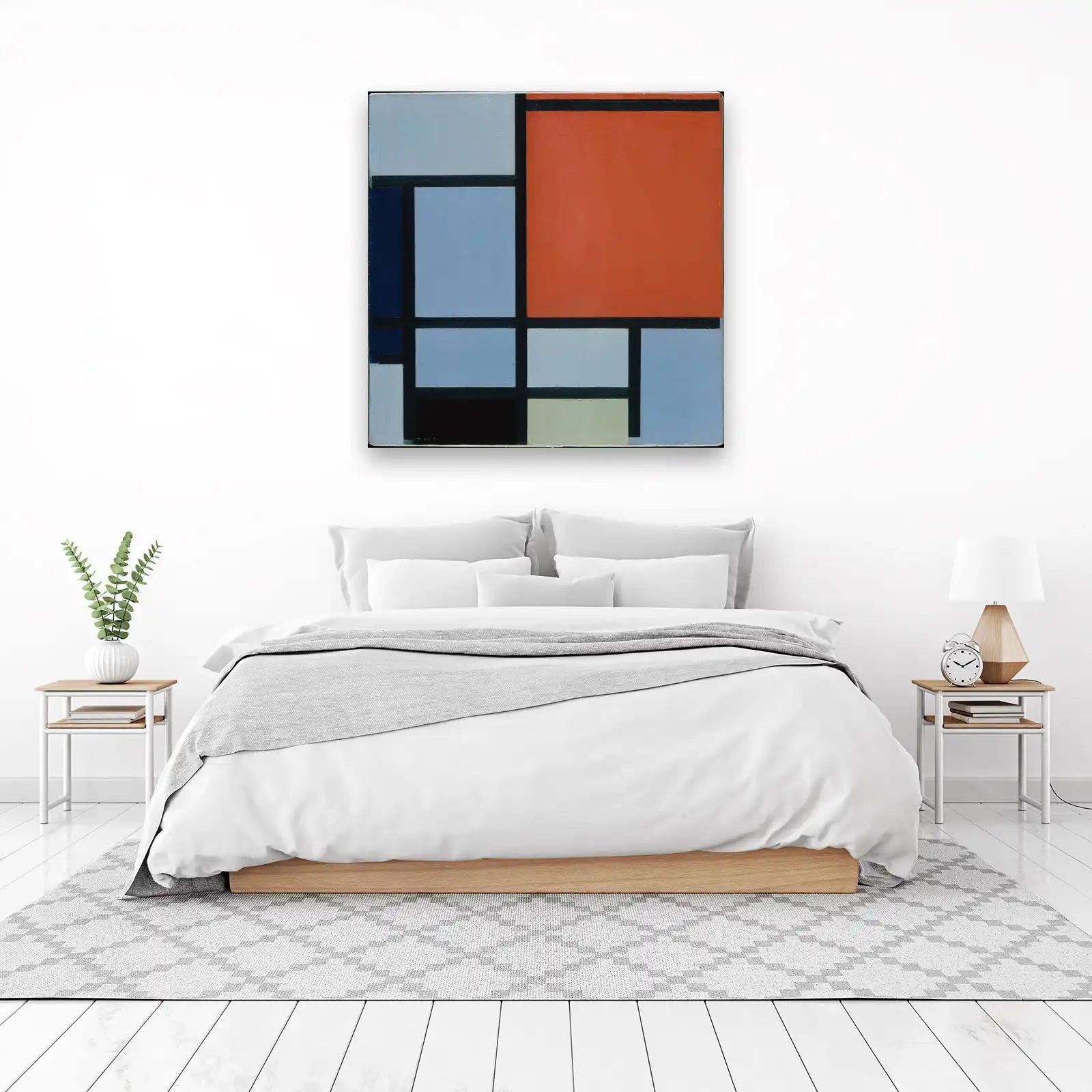 Abstract Geometric Red Blue Wall Art