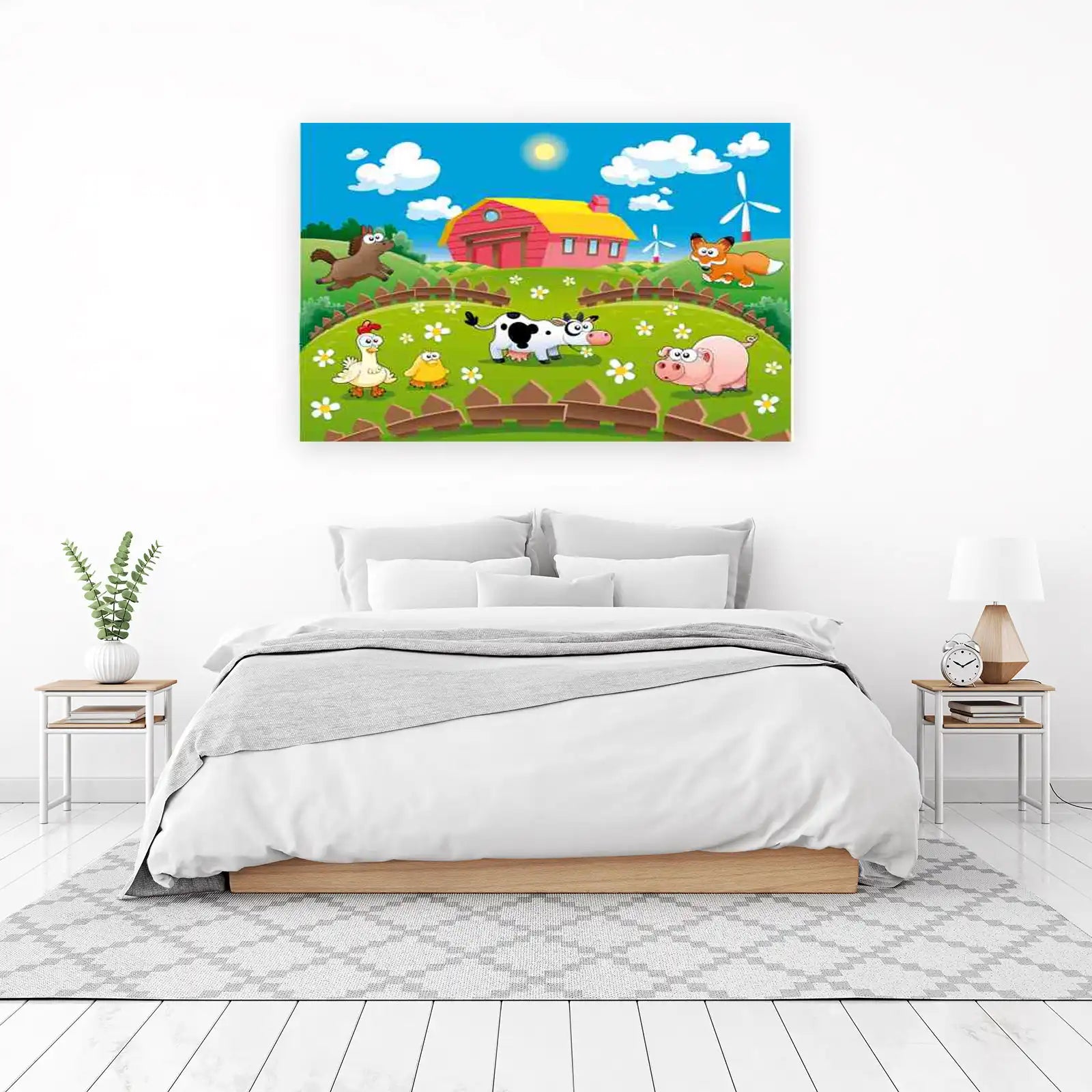 Cute Farm Animals Meadow Wall Art