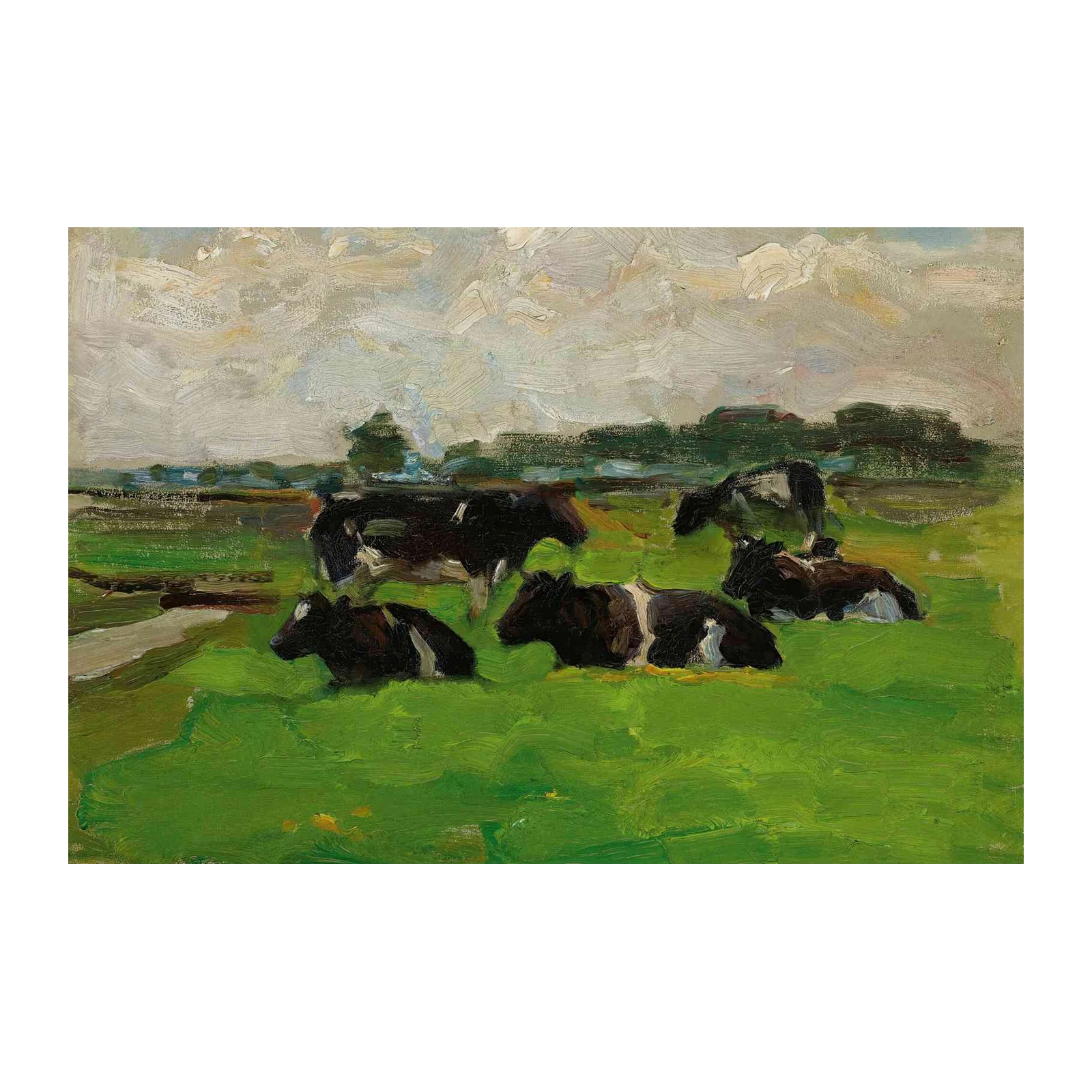 Serene Meadow Cows Landscape Wall Art