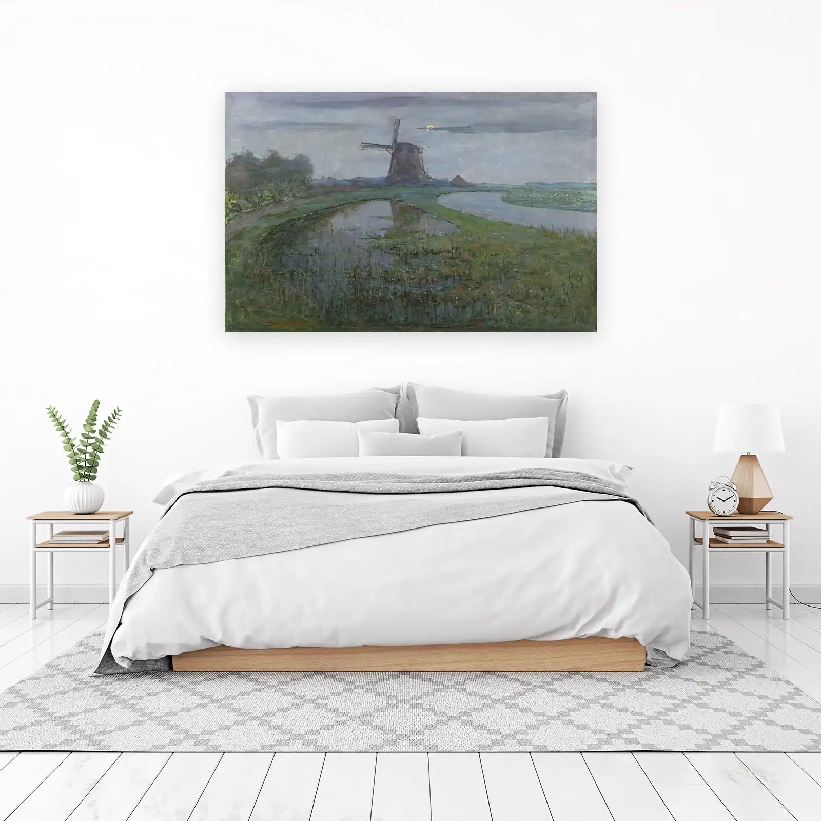 Tranquil Windmill Landscape Wall Art