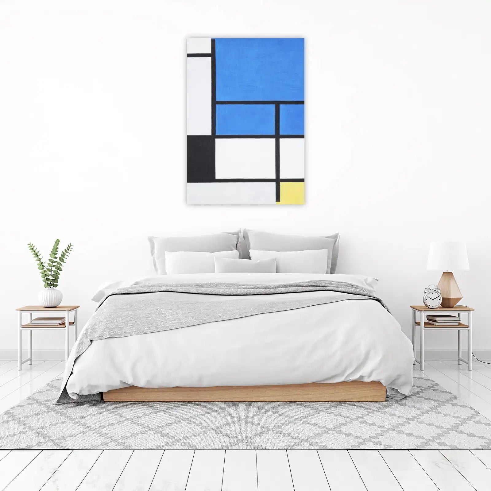 Abstract Blue & Yellow Grid Wall Art