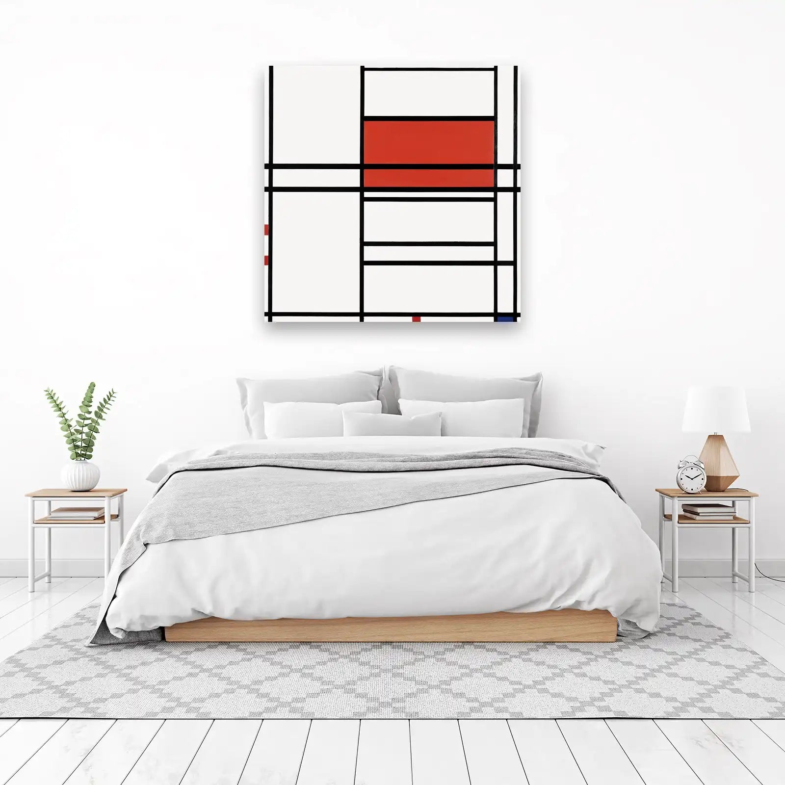 Bold Red Abstract Geometric Wall Art