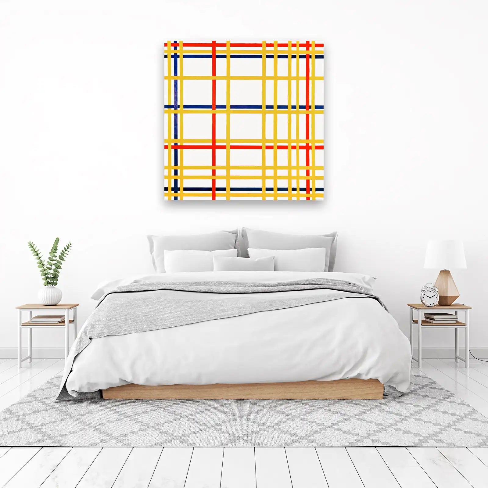Abstract Grid Yellow Blue Red Wall Art
