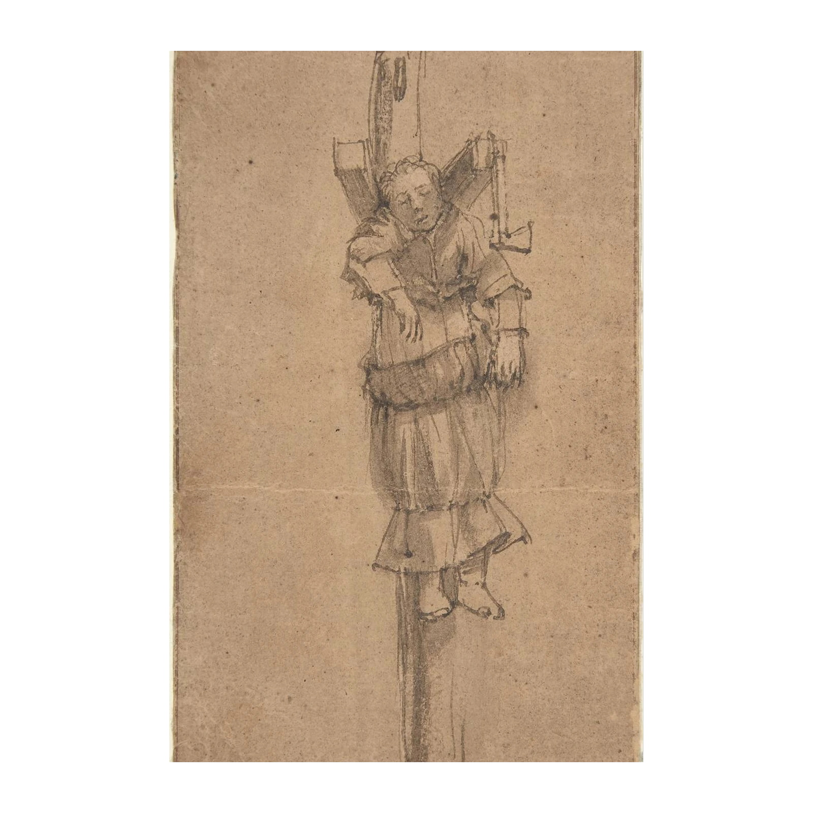 Antique Crucifixion Sketch Wall Art