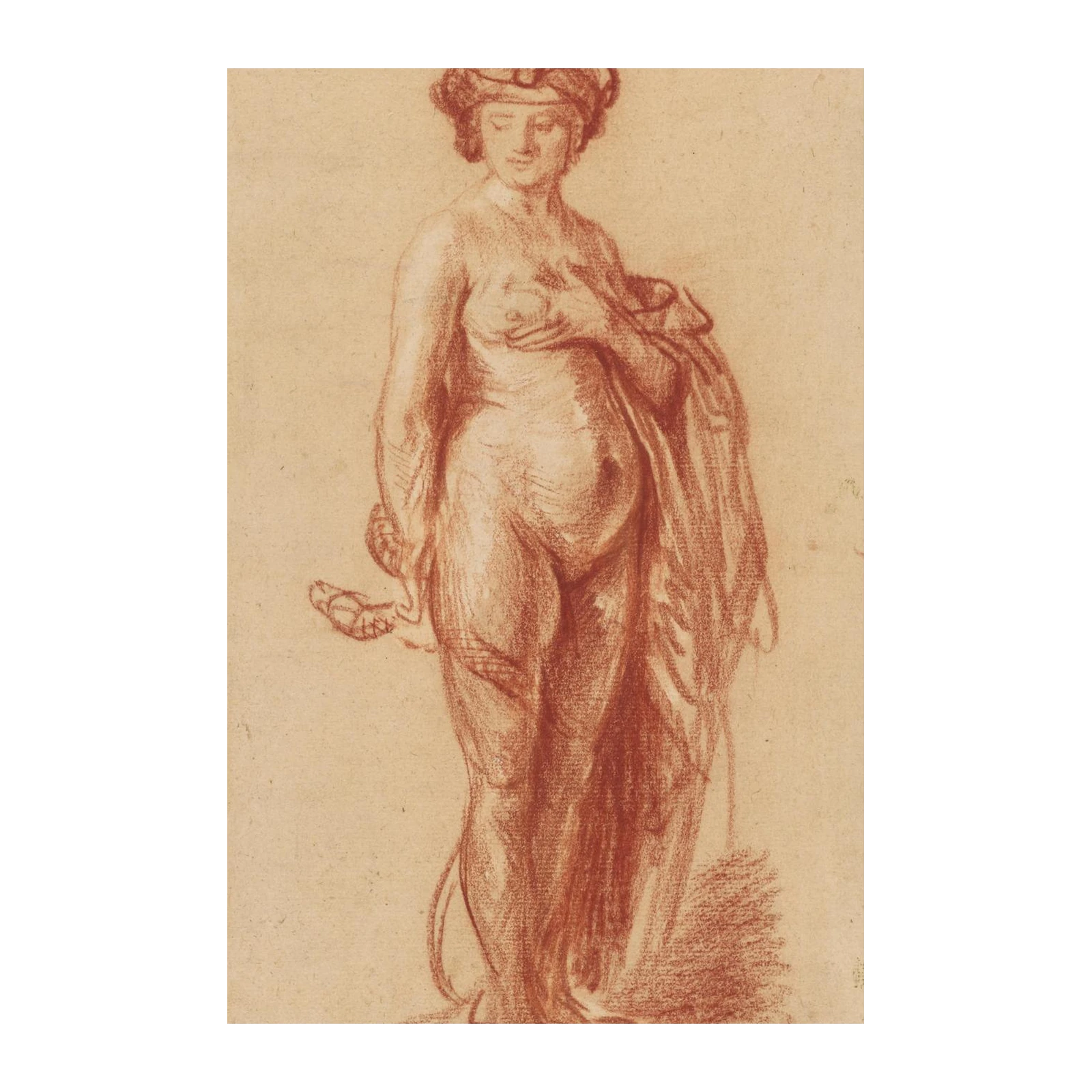 Classic Nude Figure Red Chalk Wall Art