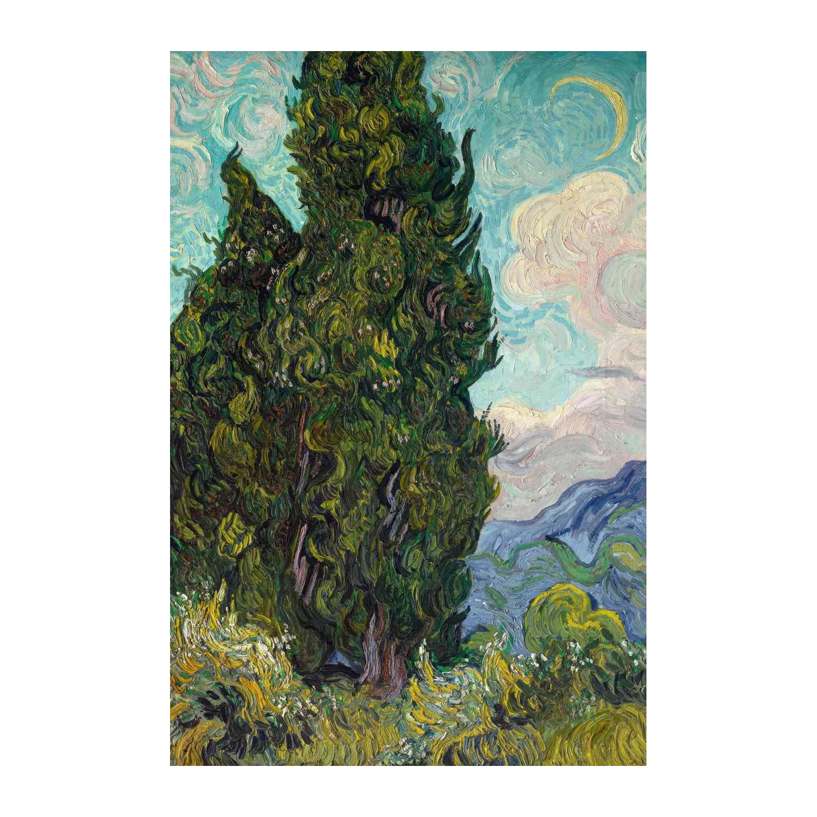 Van Gogh Cypresses & Crescent Moon Wall Art