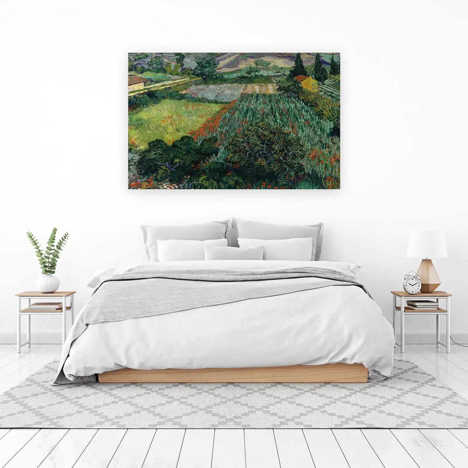 Vibrant Poppy Field Landscape Van Gogh Wall Art