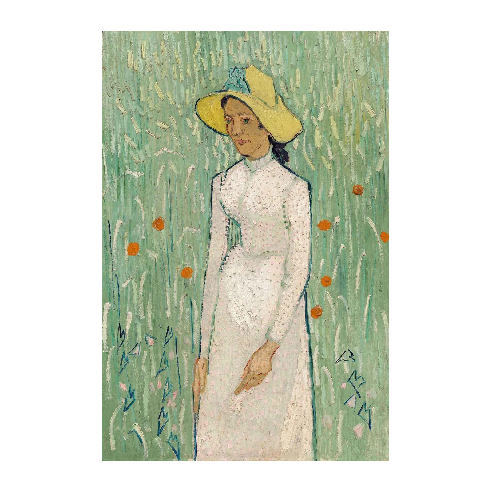 Vintage Woman Yellow Hat Field Wall Art