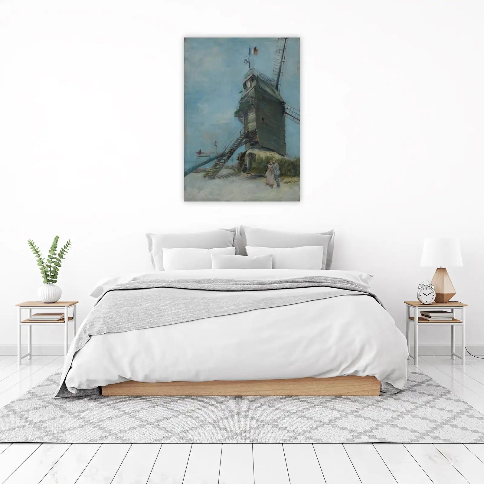 Romantic Windmill Embrace Wall Art