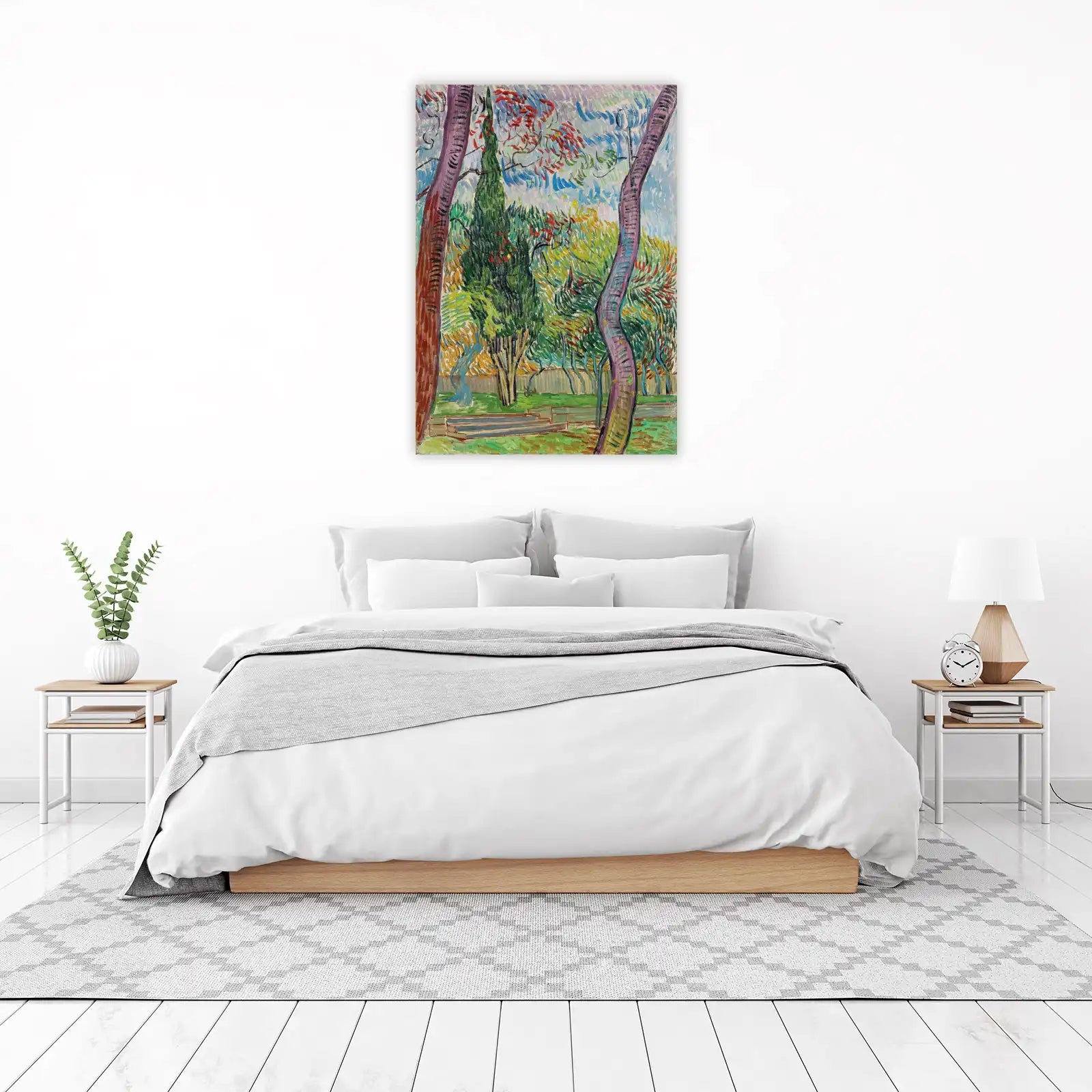 Vibrant Cypress Trees Wall Art - Post-Impressionist Wall Art