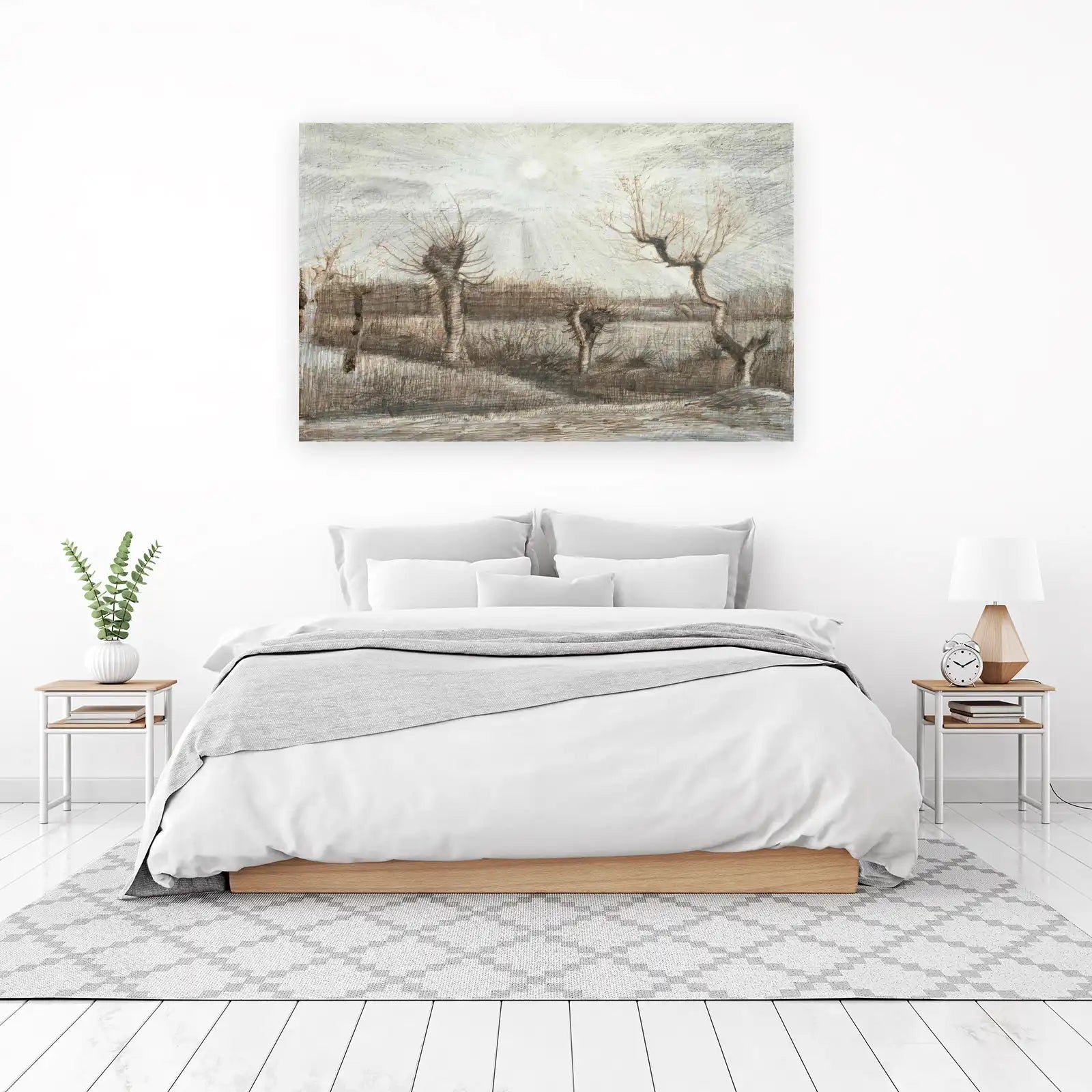 Winter Trees Sunburst Sketch Wall Art