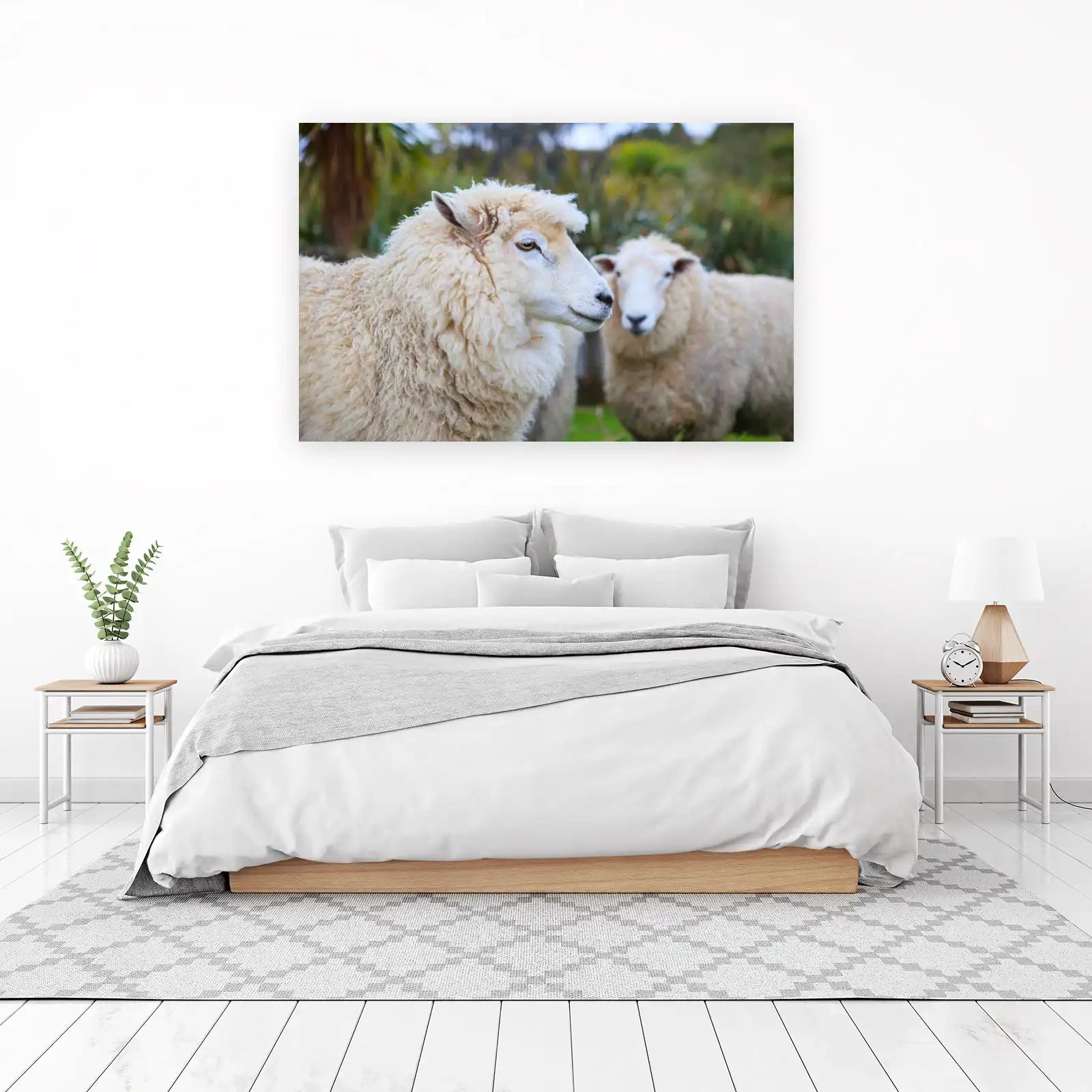 Cozy Sheep Farm Landscape Wall Art