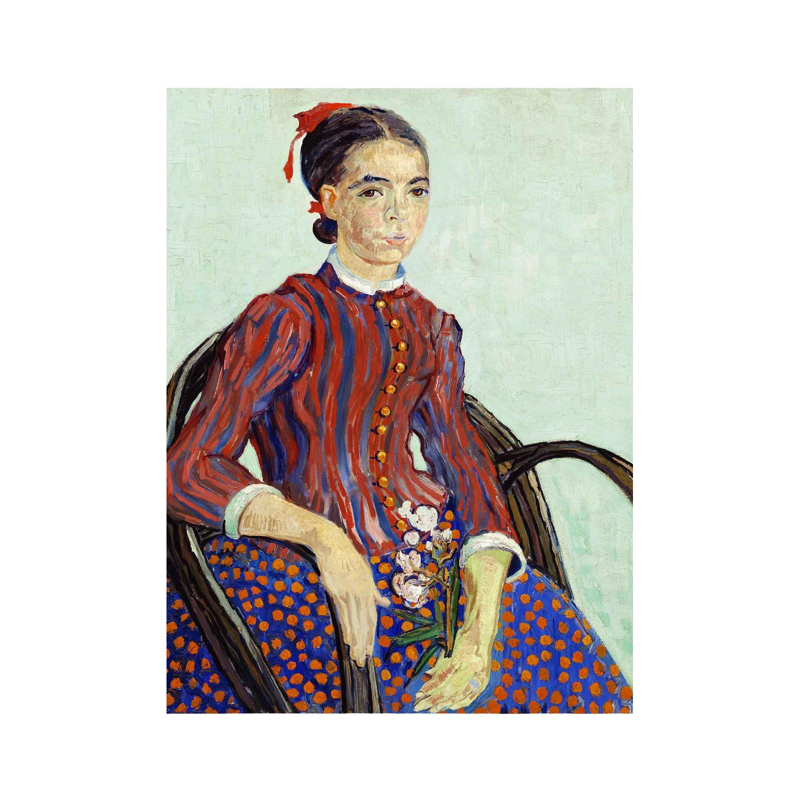 Vibrant Portrait Girl in Striped Dress Wall Art