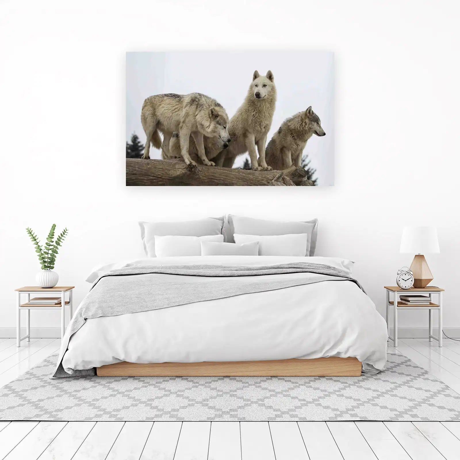 Majestic Wolf Pack Snow Forest Wall Art