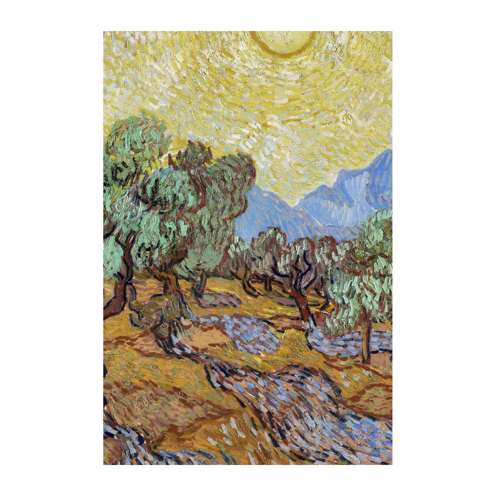 Van Gogh Olive Grove Sunburst Wall Art