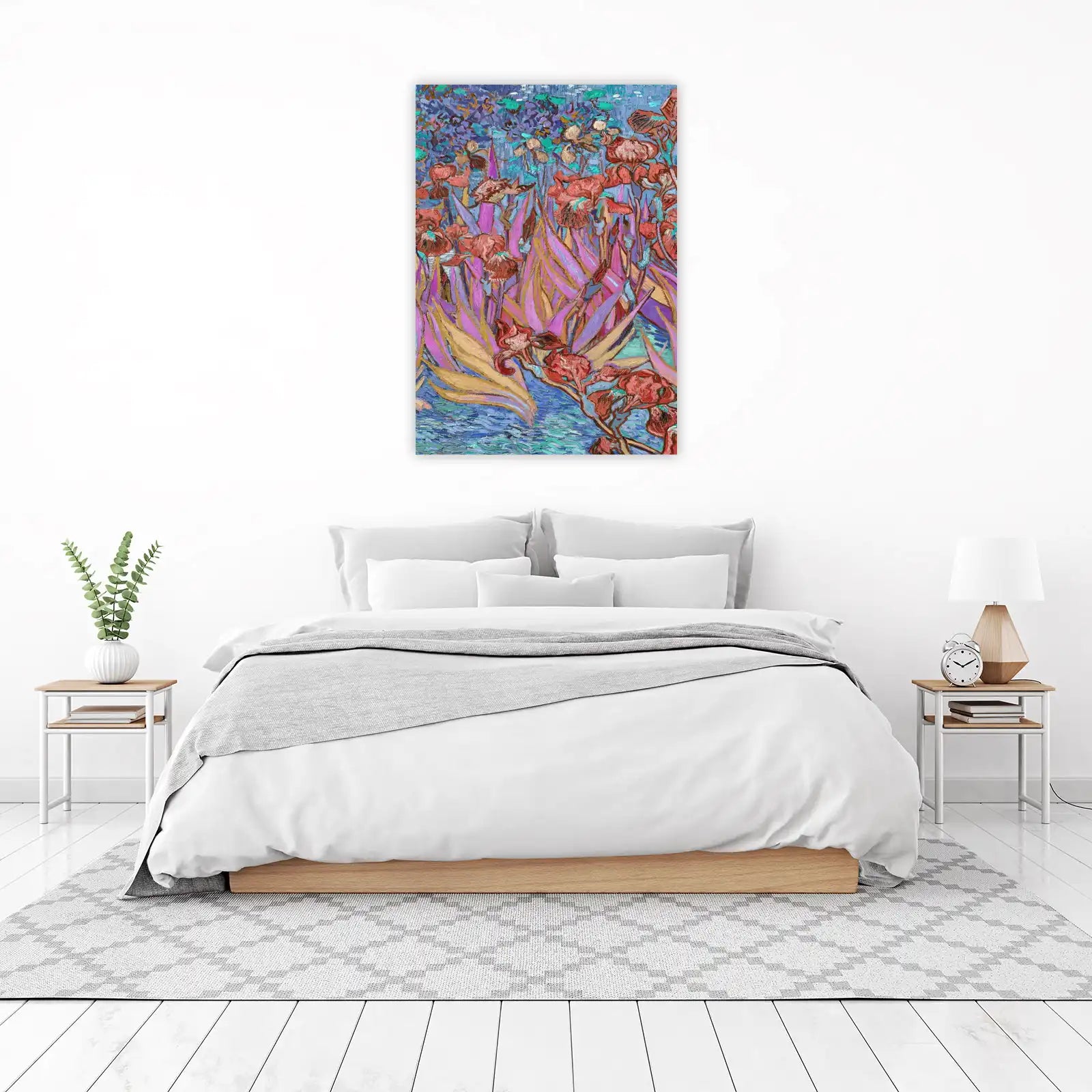 Vibrant Irises Van Gogh Style Wall Art